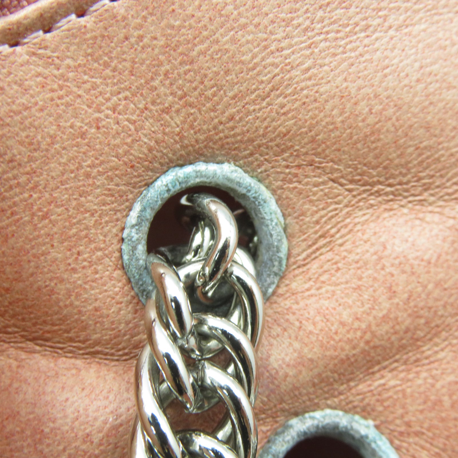 CHANEL **【清倉大減價】菱格皮革Chain Shoulder銀扣鏈帶肩背袋粉紅色