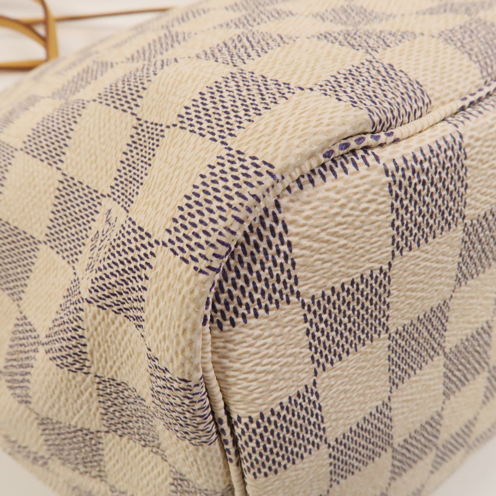 LOUIS VUITTON Damier Azur Neverfull MM金扣手挽袋