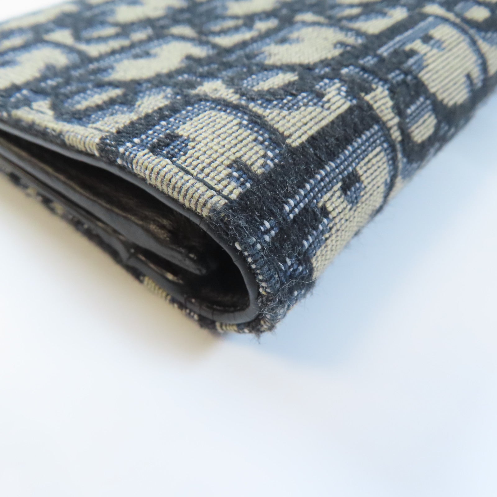 Dior 帆布Vertical Long Wallet銀扣長錢包藍色