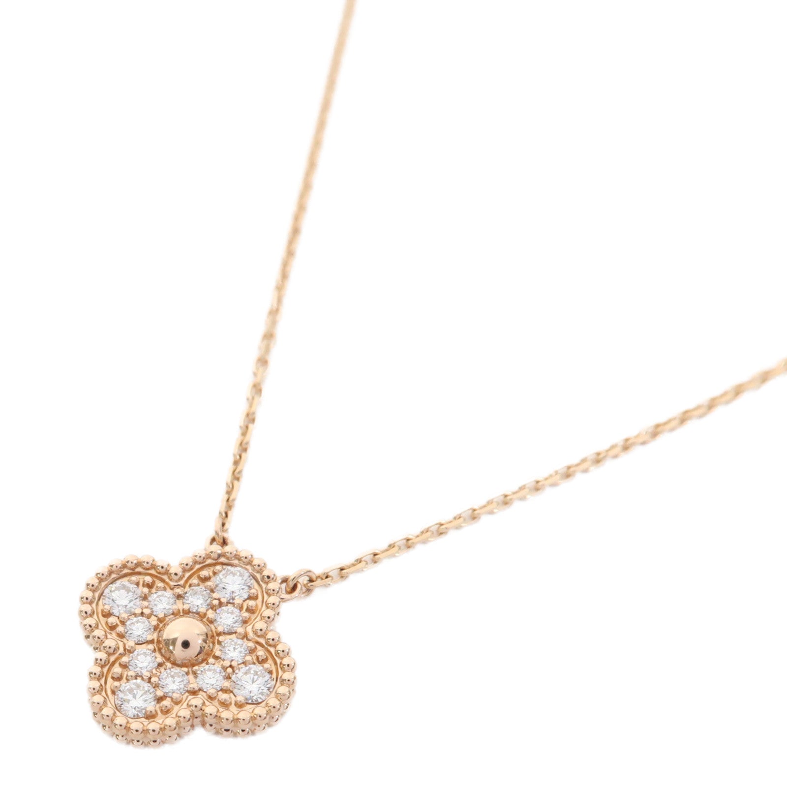 Van Cleef & Arpels 18K玫瑰金Vintage Alhambra Pendant Diamond項鍊