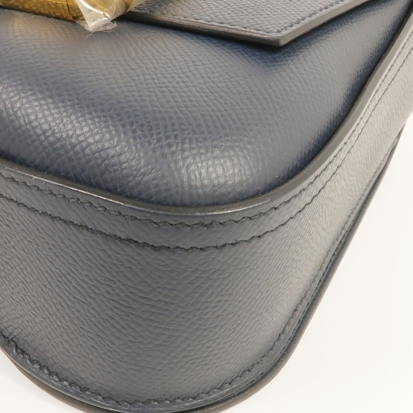 HERMES Epsom皮革Della Cavalleria金扣肩背袋Bleu Indigo