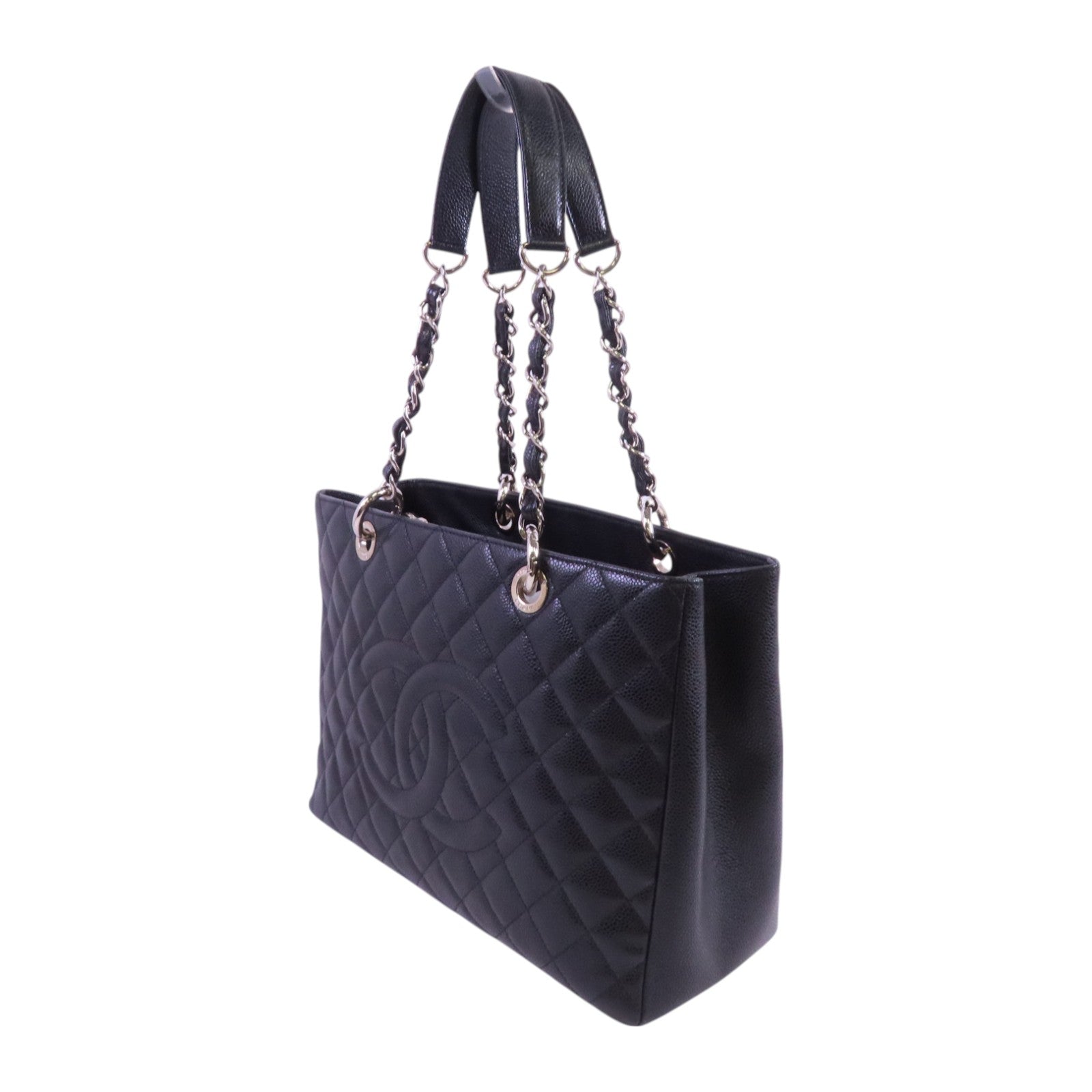 CHANEL 牛皮皮革GST銀扣鏈帶肩背袋