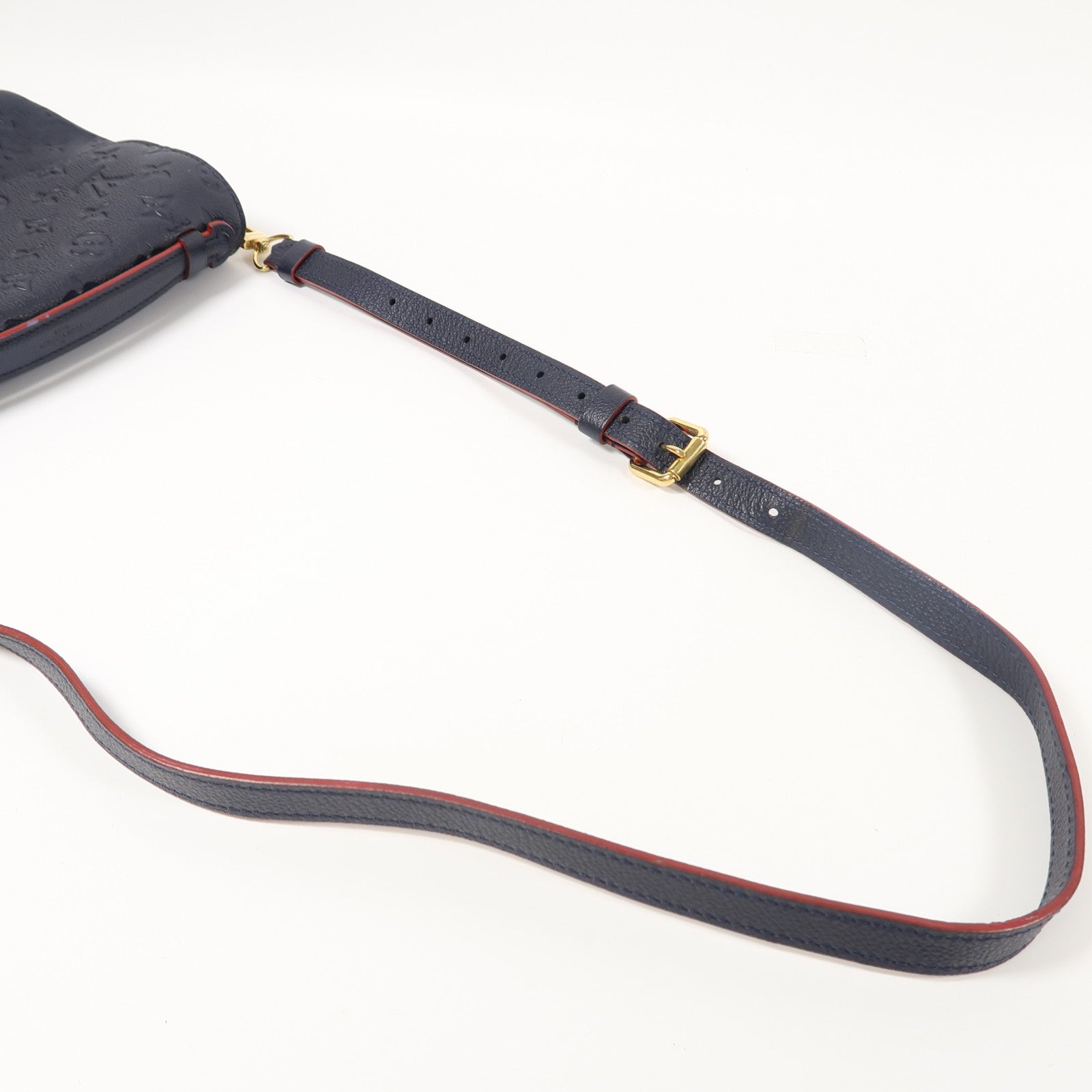 LOUIS VUITTON Monogram Empreinte Pochette Metis金扣手挽肩背兩用袋深藍色