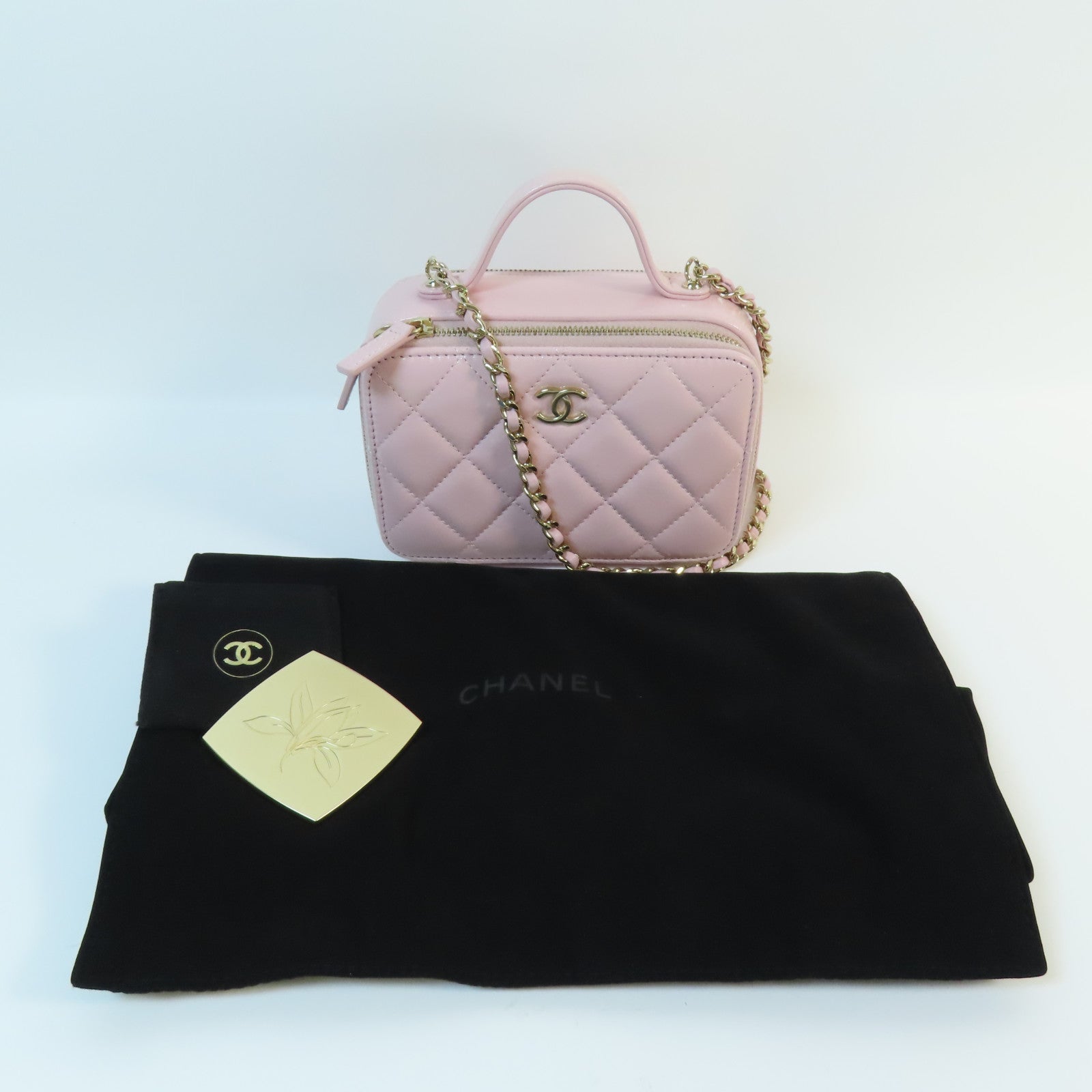 CHANEL 皮革2 Way Shoulder金扣手挽肩背兩用袋