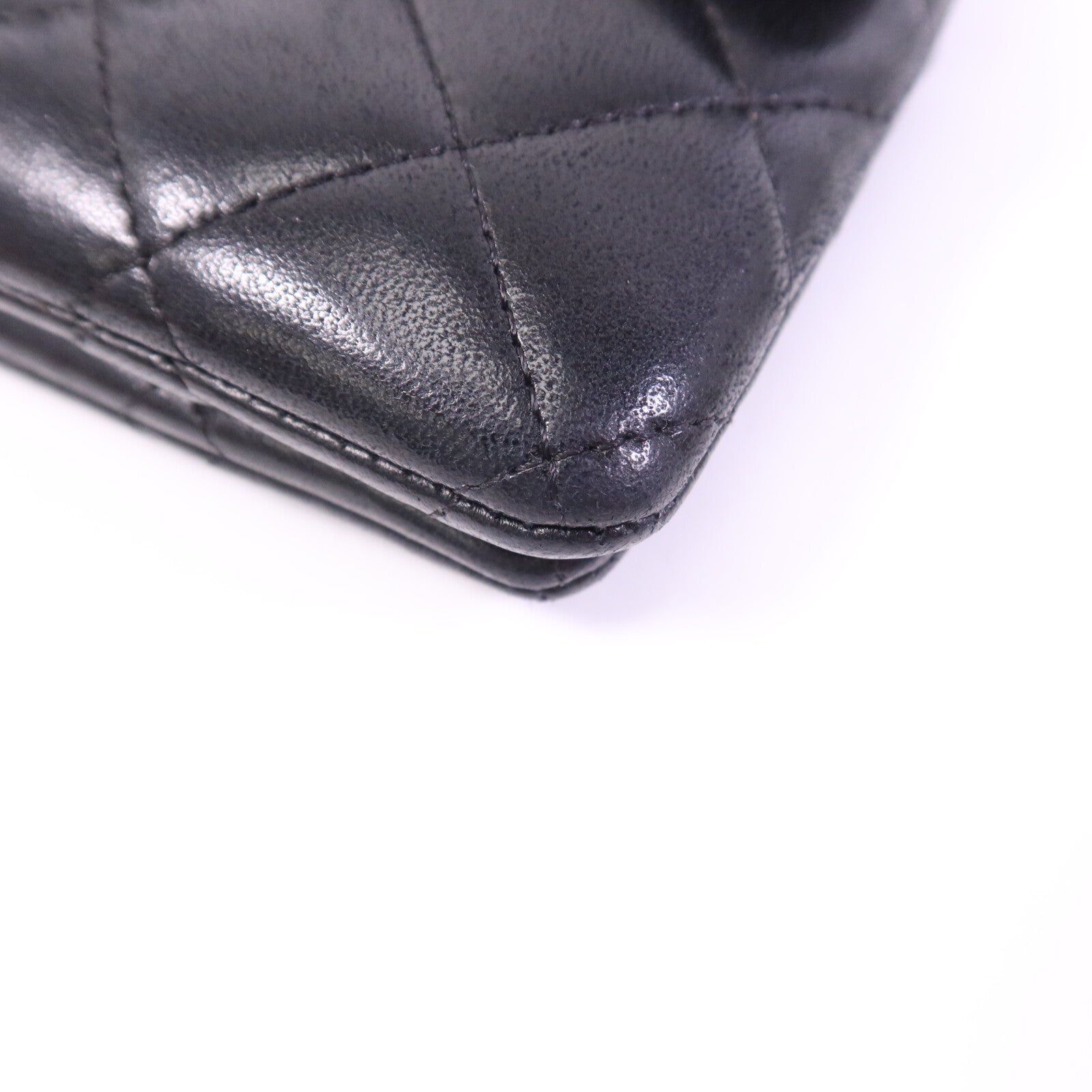 CHANEL 羊皮皮革Chain Shoulder銀扣鏈帶肩背袋