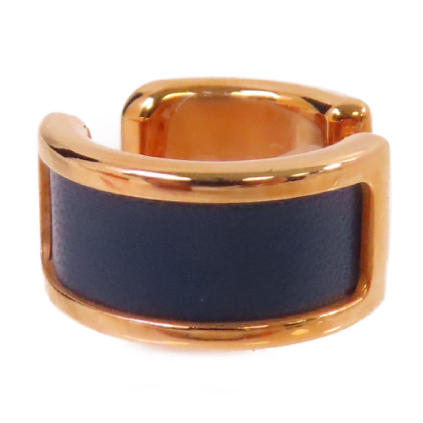 HERMES 金屬/牛皮皮革Olympe Olympe Ear Cuff耳夾2Z Bleu Nuit/午夜藍色