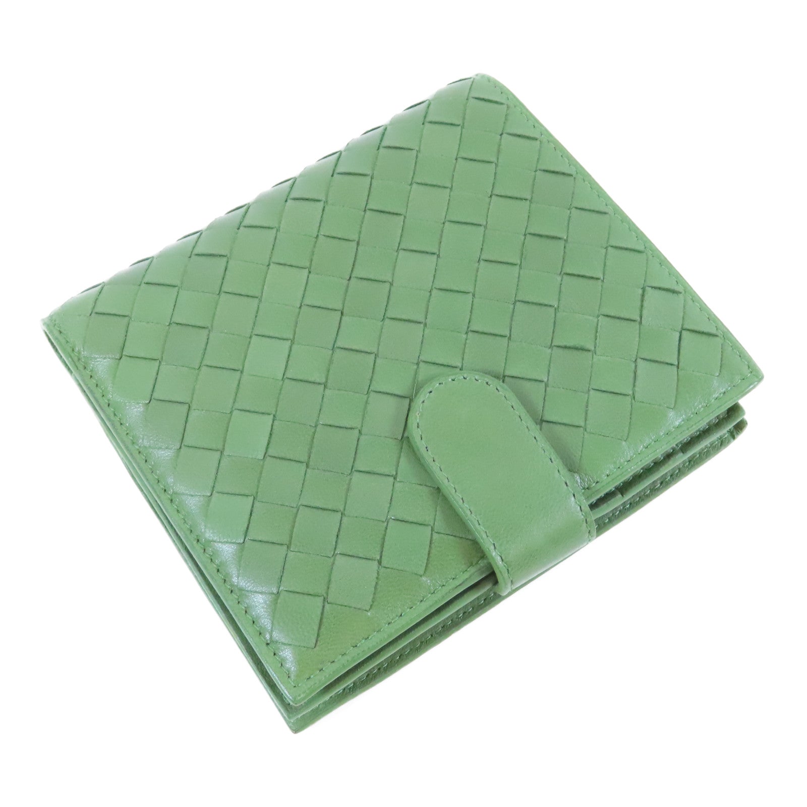 BOTTEGA VENETA 織紋皮革Wallet金扣錢包綠色