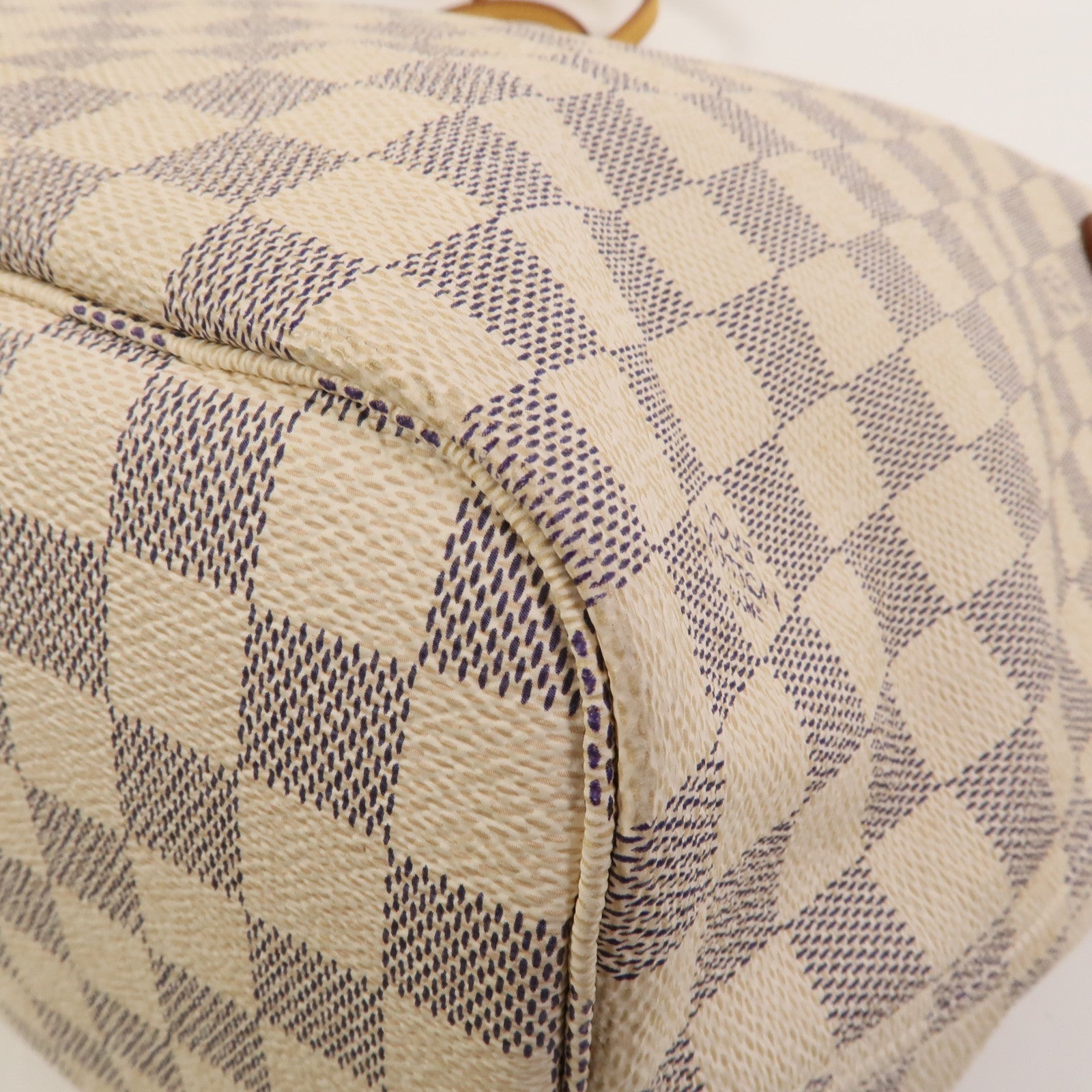 LOUIS VUITTON Damier Azur Neverfull MM金扣手挽袋
