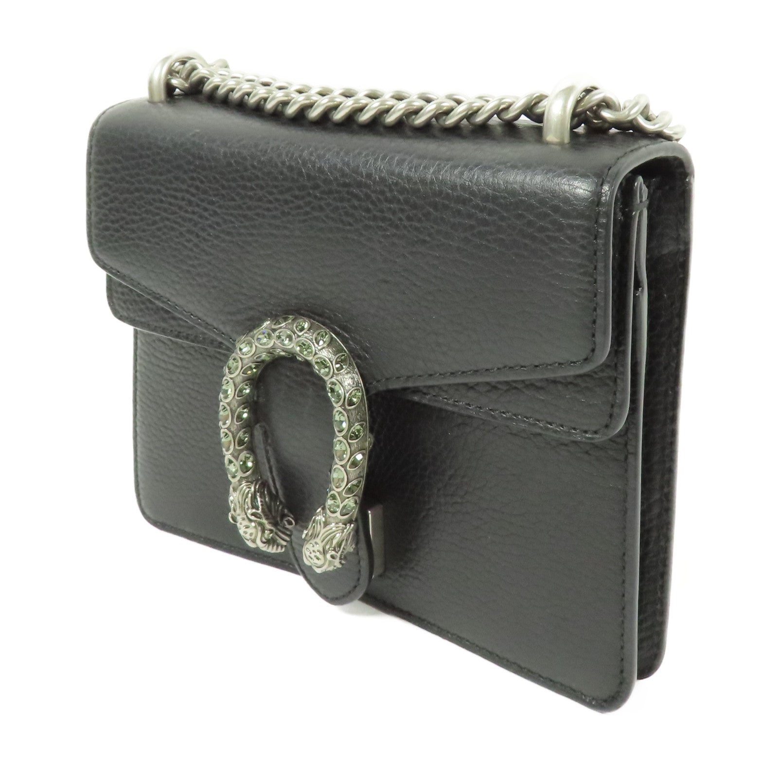 GUCCI GG SHW Dionysus Chain Shoulder Bag Calfskin Leather Black