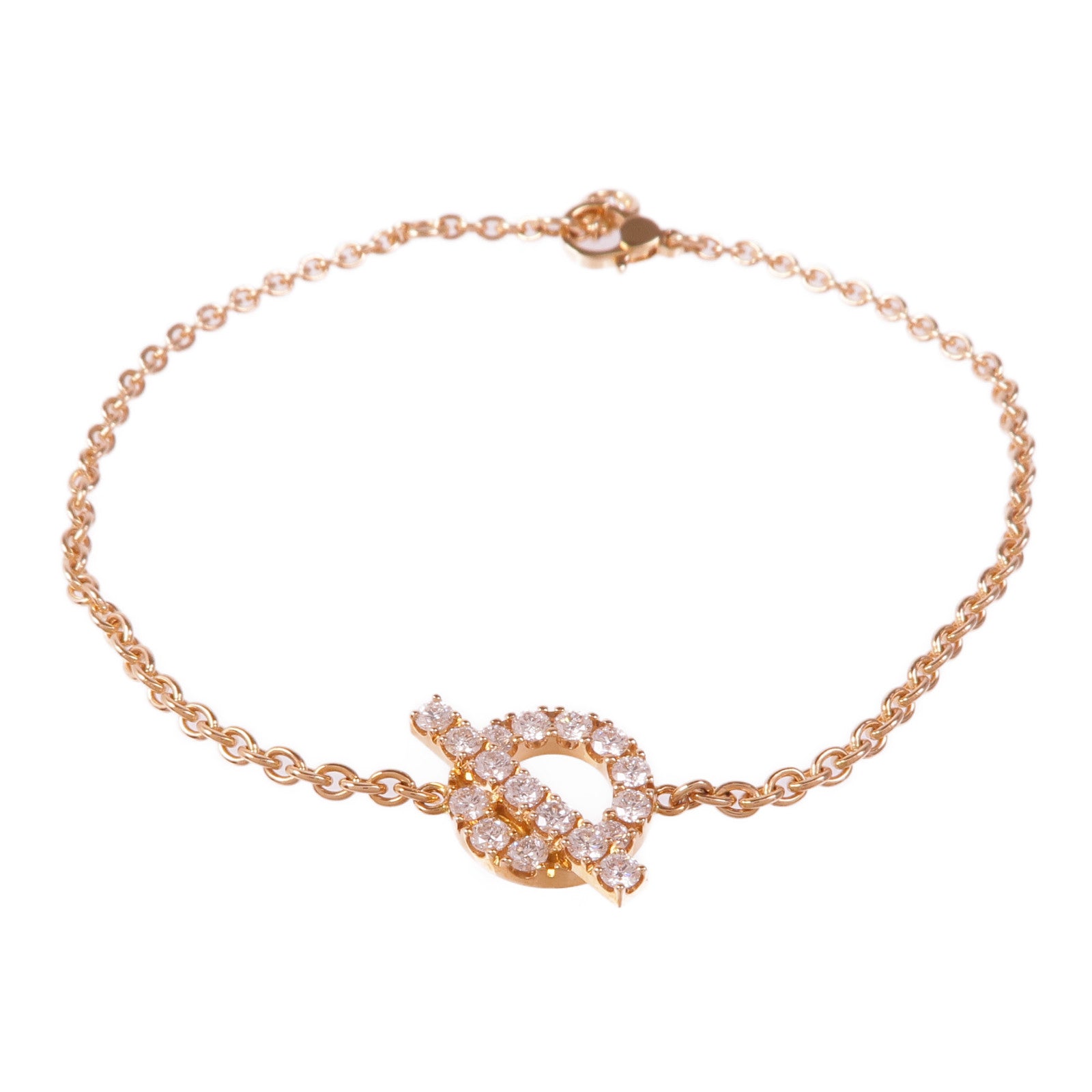 HERMES Finesse Bracelet Diamond 18K Pink Gold
