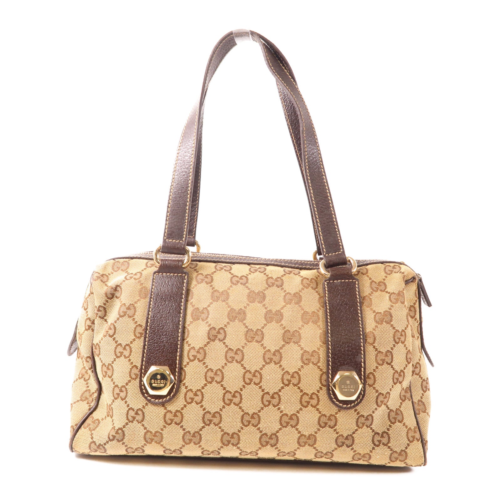 GUCCI 帆布/皮革Shoulder Bag金扣肩背袋