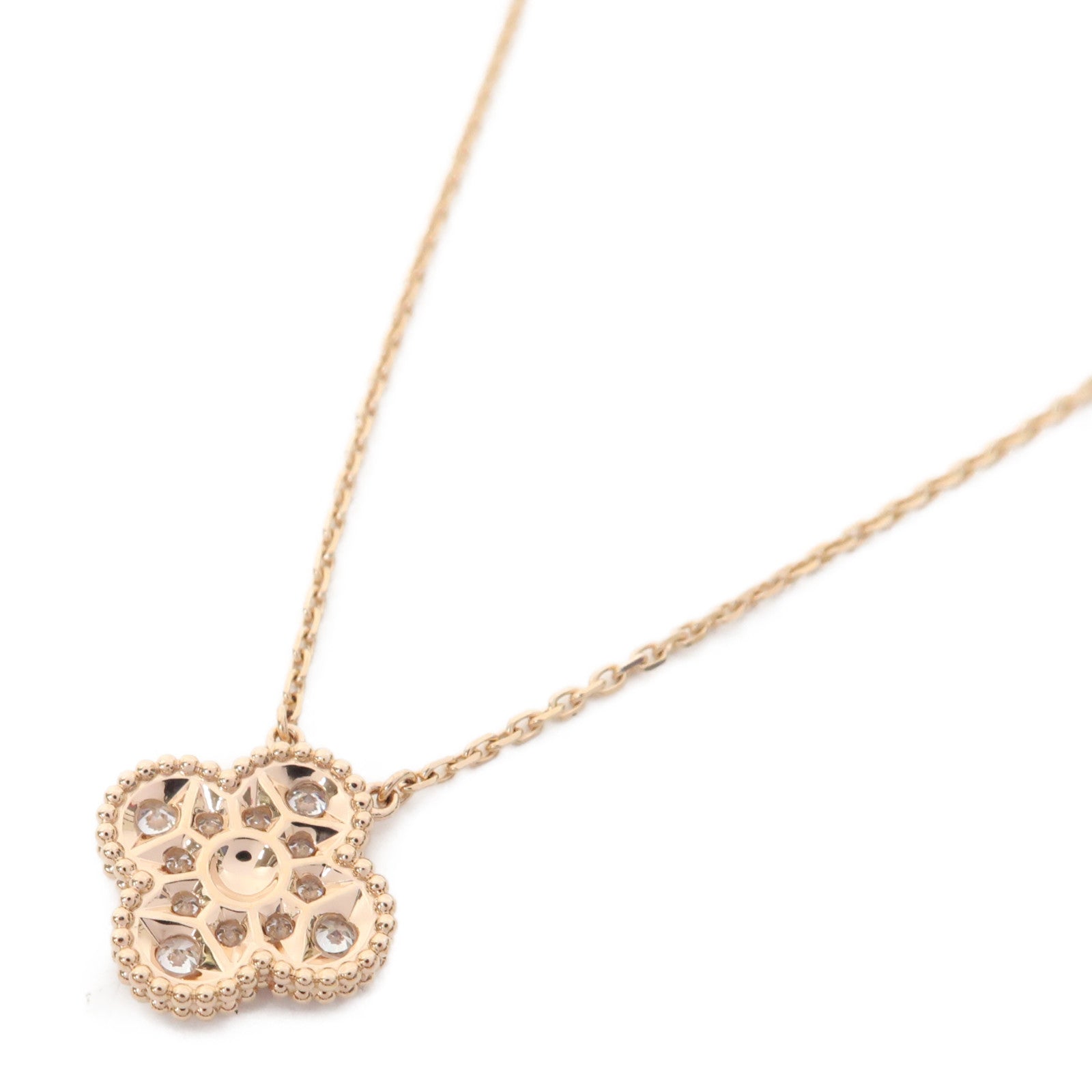 Van Cleef & Arpels 18K玫瑰金Vintage Alhambra Pendant Diamond項鍊