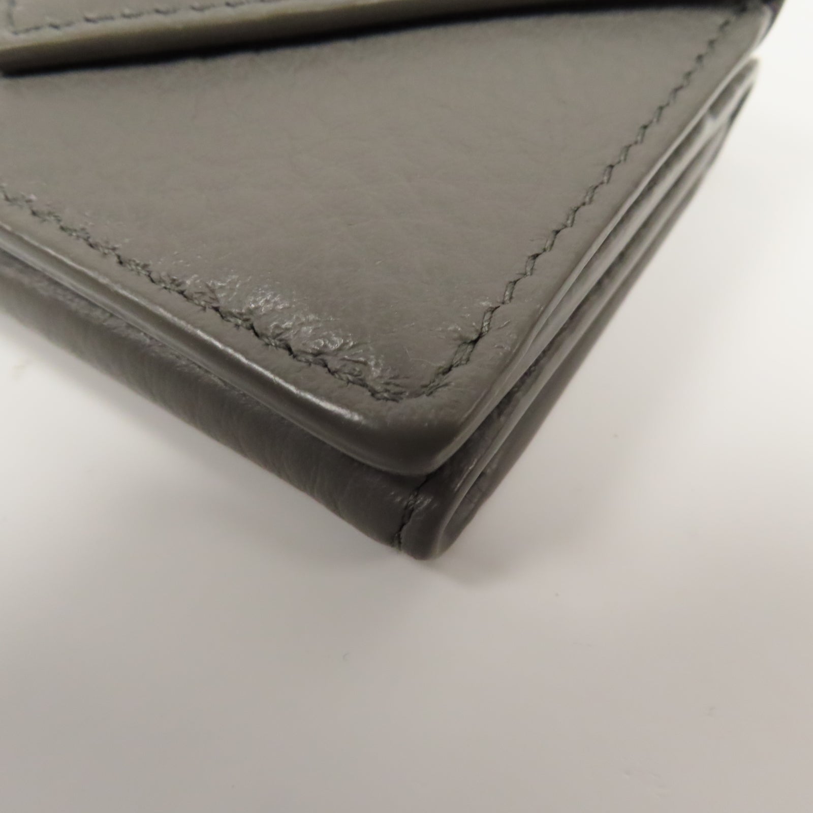 BALENCIAGA 牛皮皮革Wallet銀扣錢包灰色