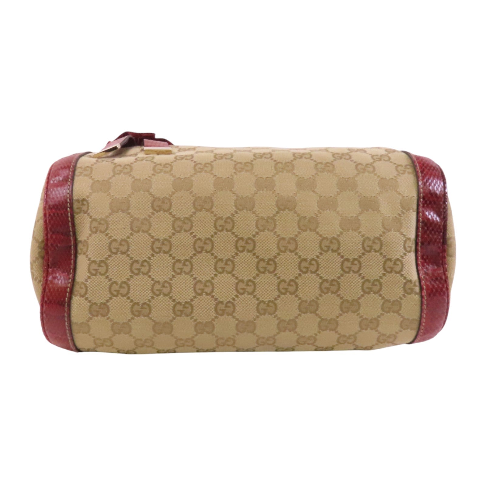 GUCCI GG帆布/蛇皮Trophy金扣手挽袋