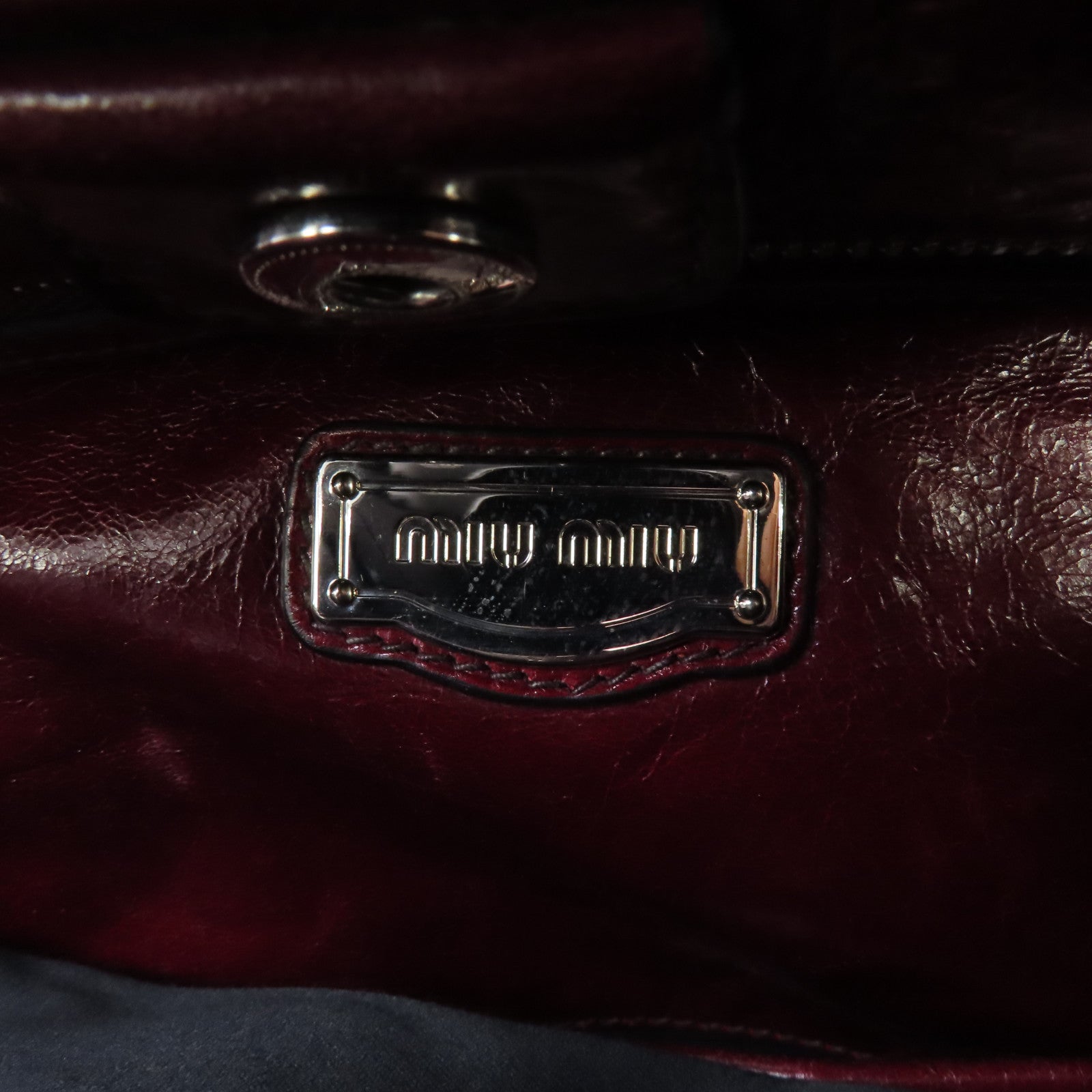 Miu Miu 牛皮皮革2 Way Shoulder銀扣手挽肩背兩用袋紅色