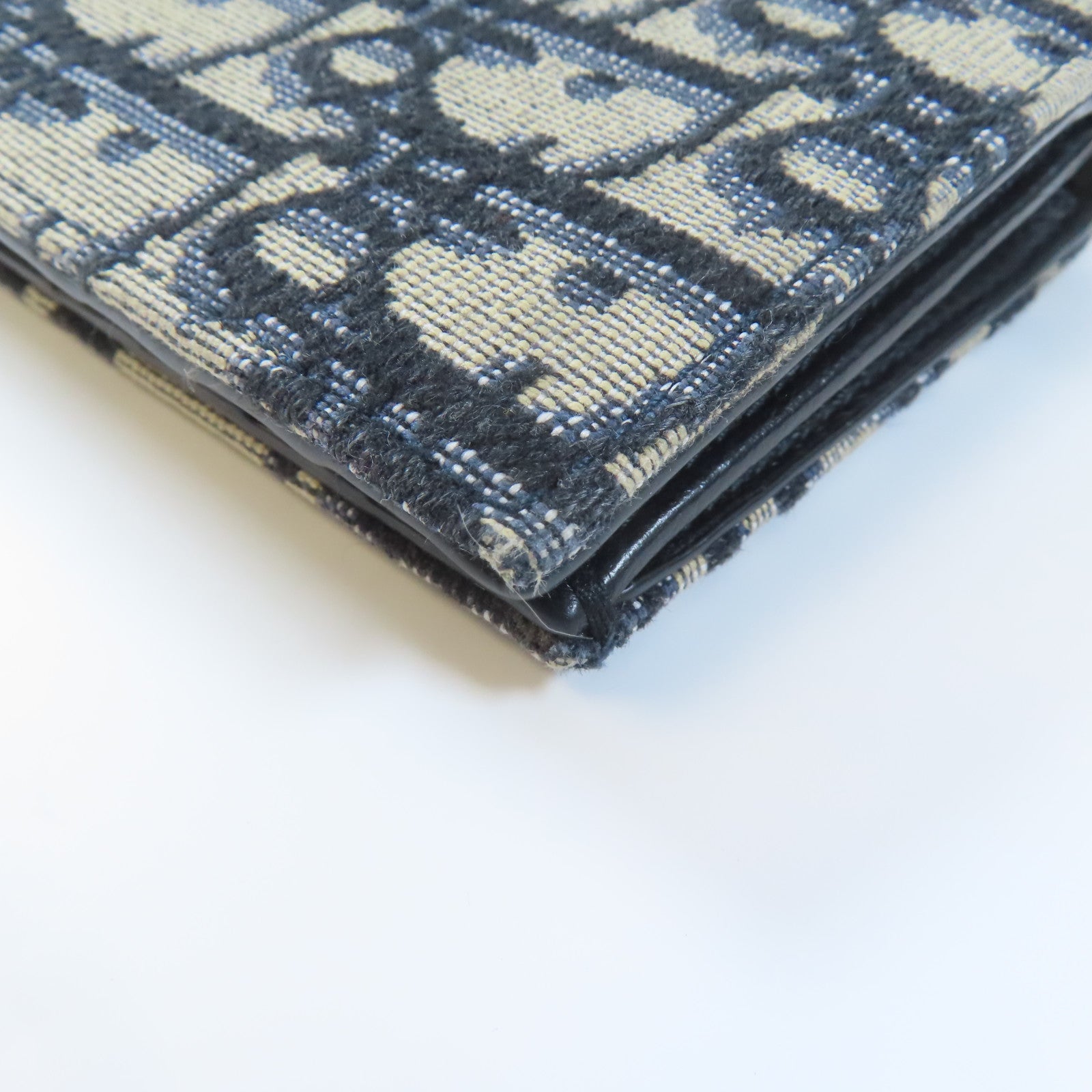 Dior 帆布Vertical Long Wallet銀扣長錢包藍色
