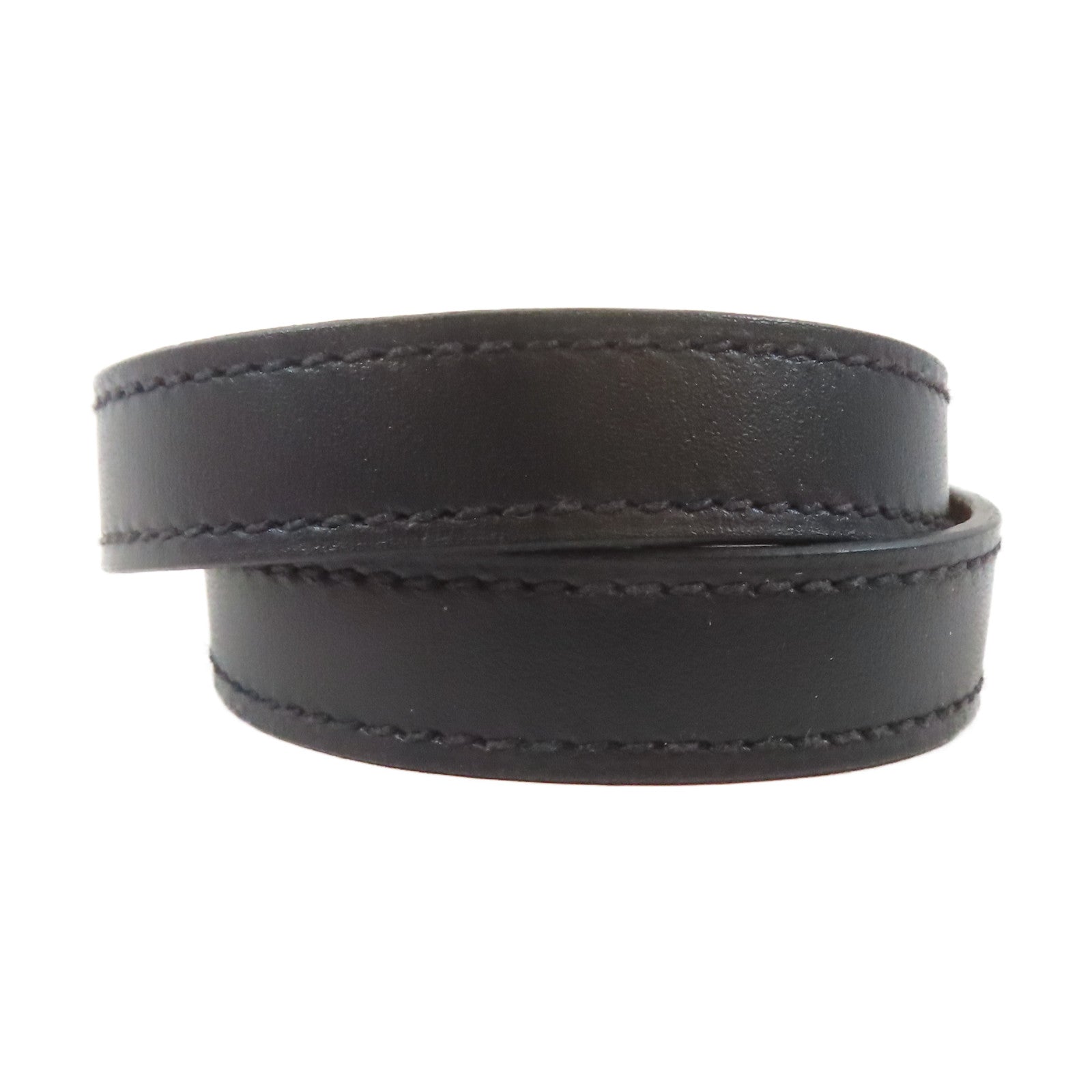 HERMES 皮革Kelly Double Tour手鐲黑色/金色Hermes#S/#15.5cm