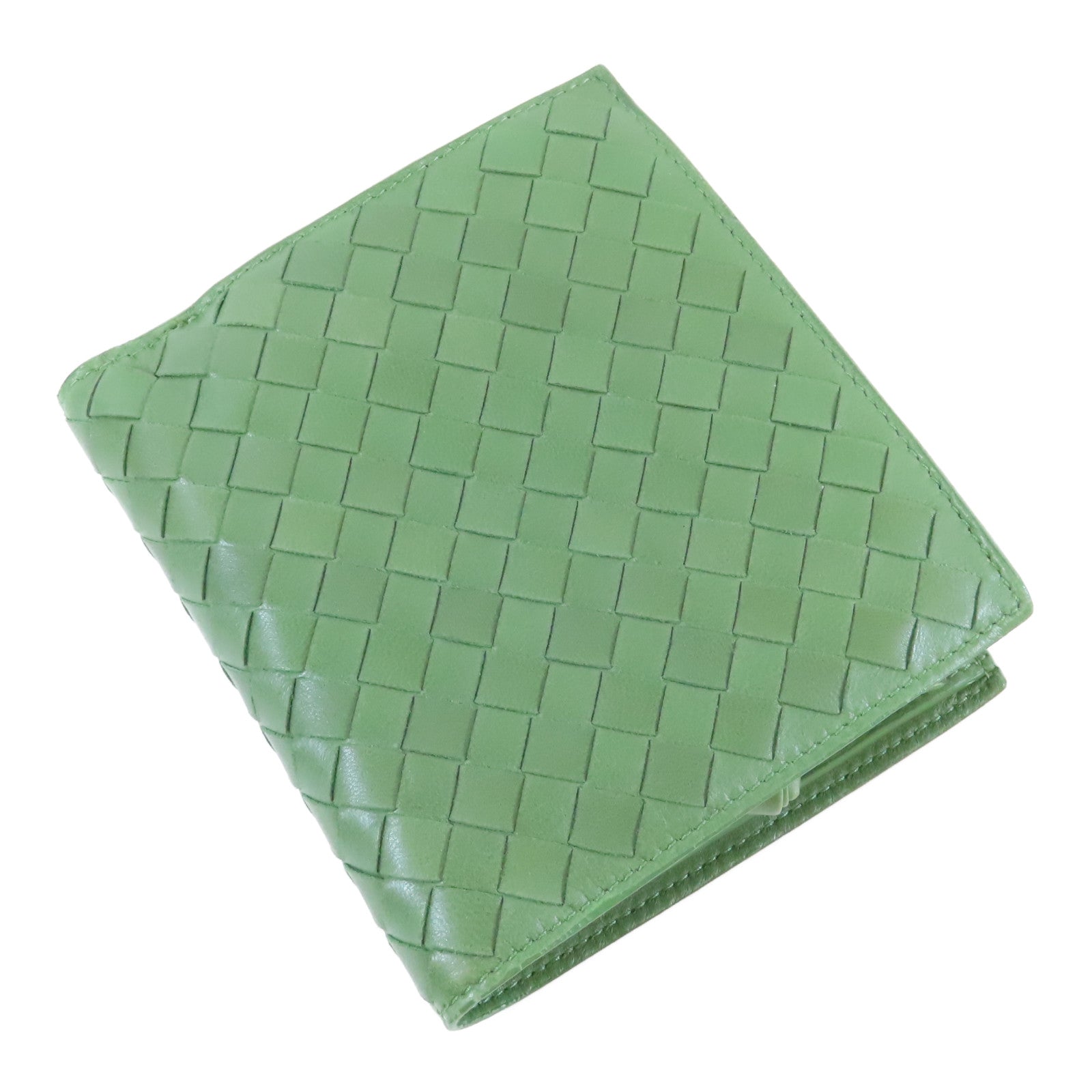 BOTTEGA VENETA 織紋皮革Wallet金扣錢包綠色