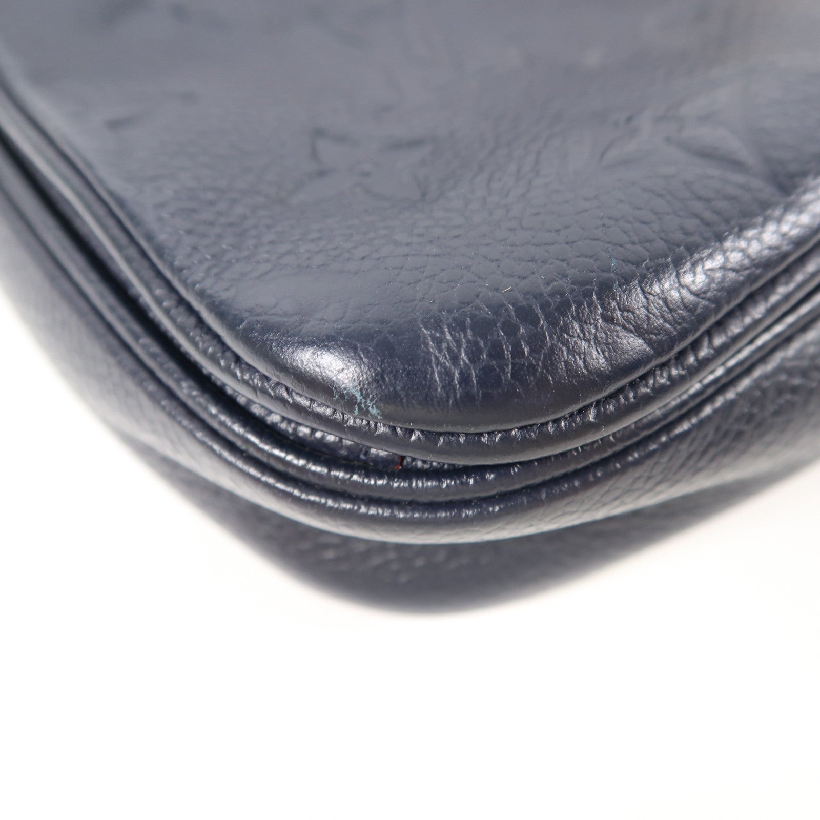 LOUIS VUITTON Monogram Empreinte Pochette Metis金扣手挽肩背兩用袋深藍色