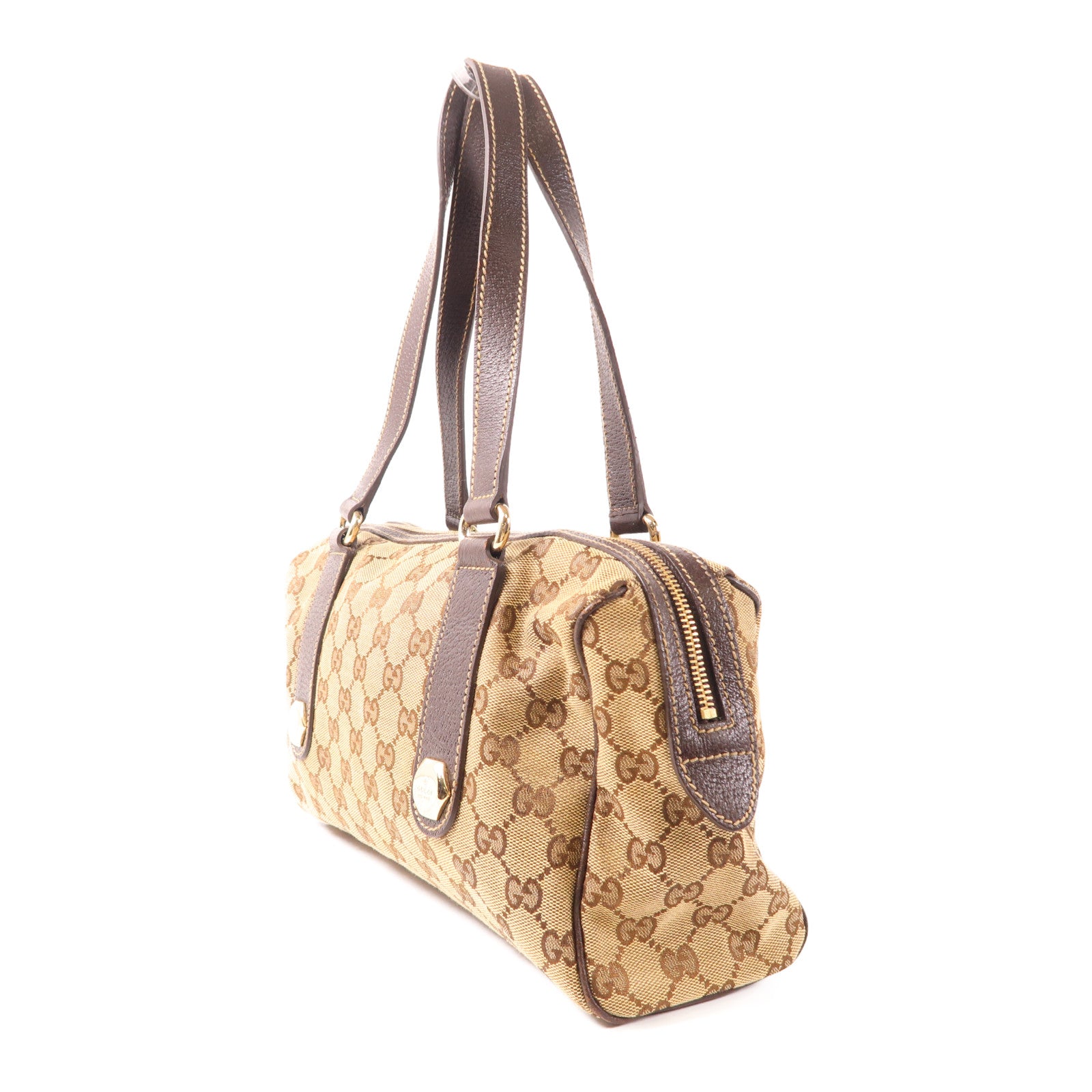 GUCCI 帆布/皮革Shoulder Bag金扣肩背袋