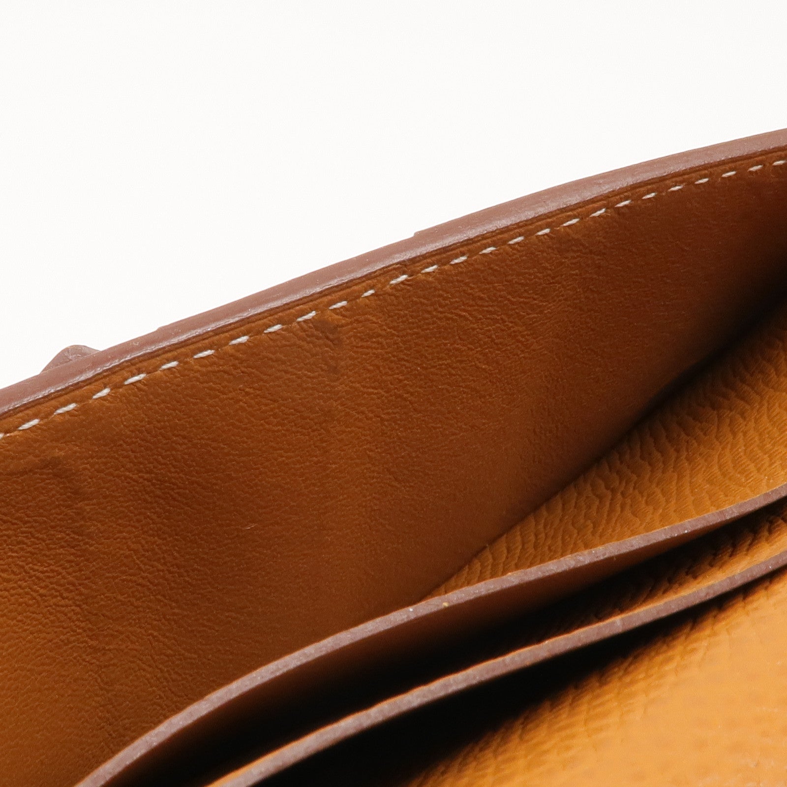 HERMES Epsom皮革Bearn W Snap銀扣長錢包Gold