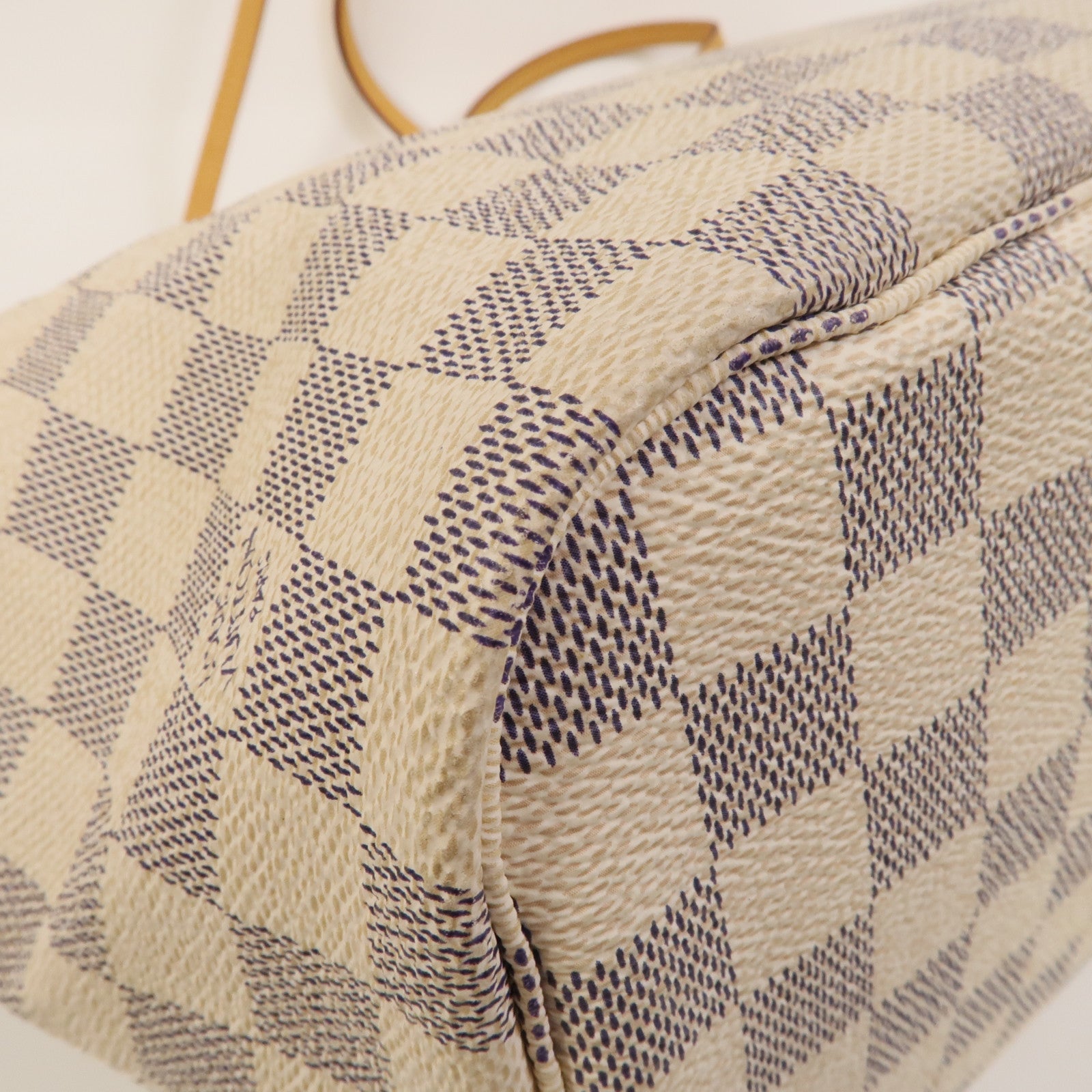 LOUIS VUITTON Damier Azur Neverfull MM金扣手挽袋