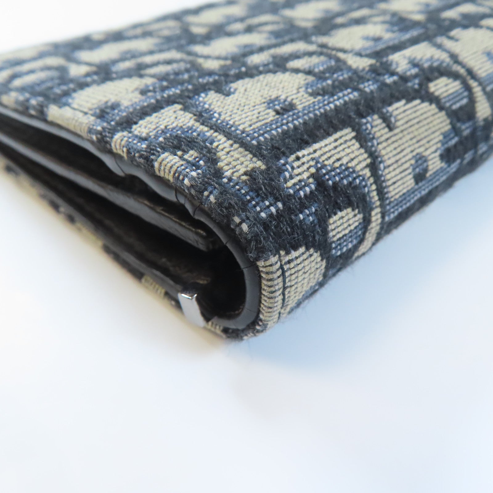 Dior 帆布Vertical Long Wallet銀扣長錢包藍色