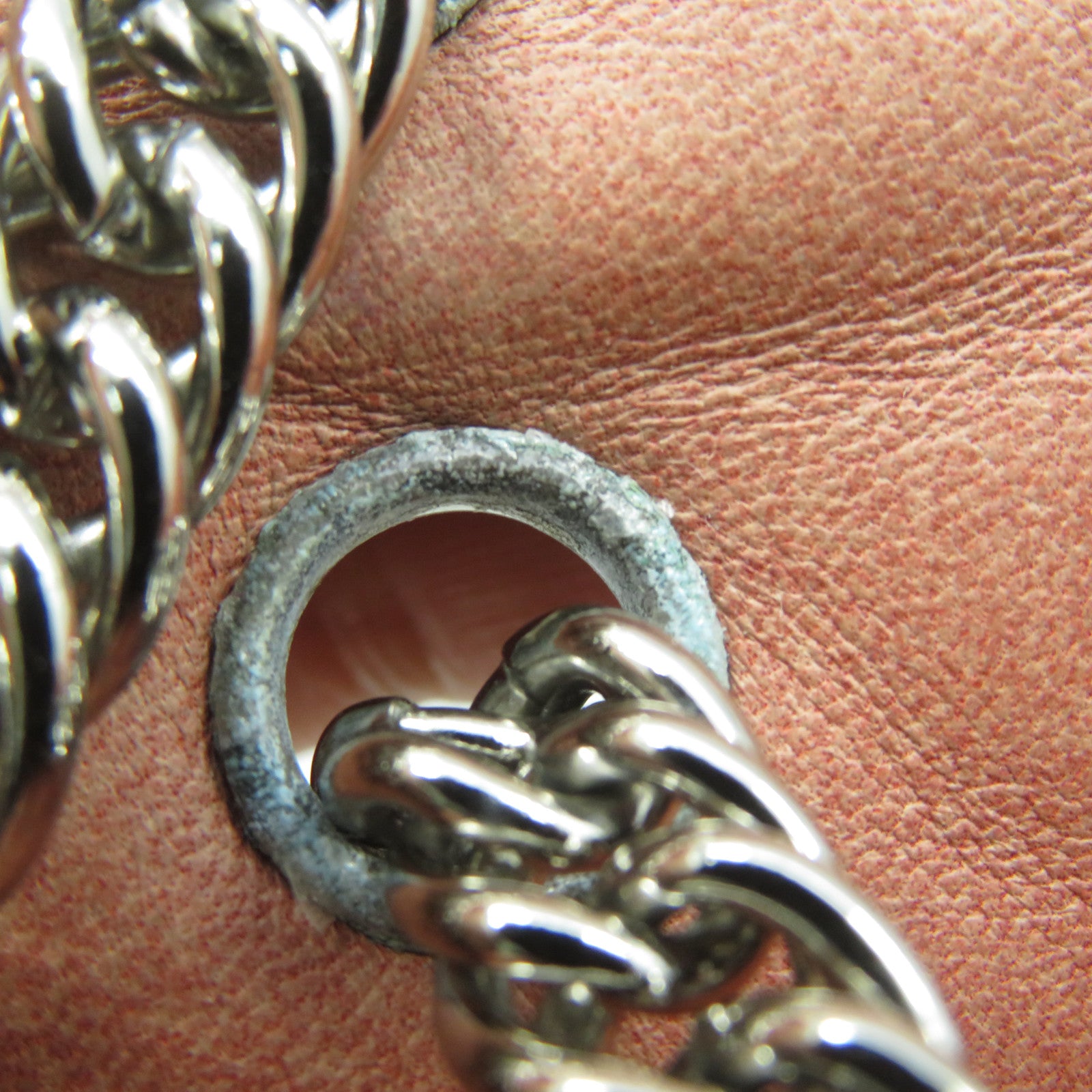 CHANEL **【清倉大減價】菱格皮革Chain Shoulder銀扣鏈帶肩背袋粉紅色