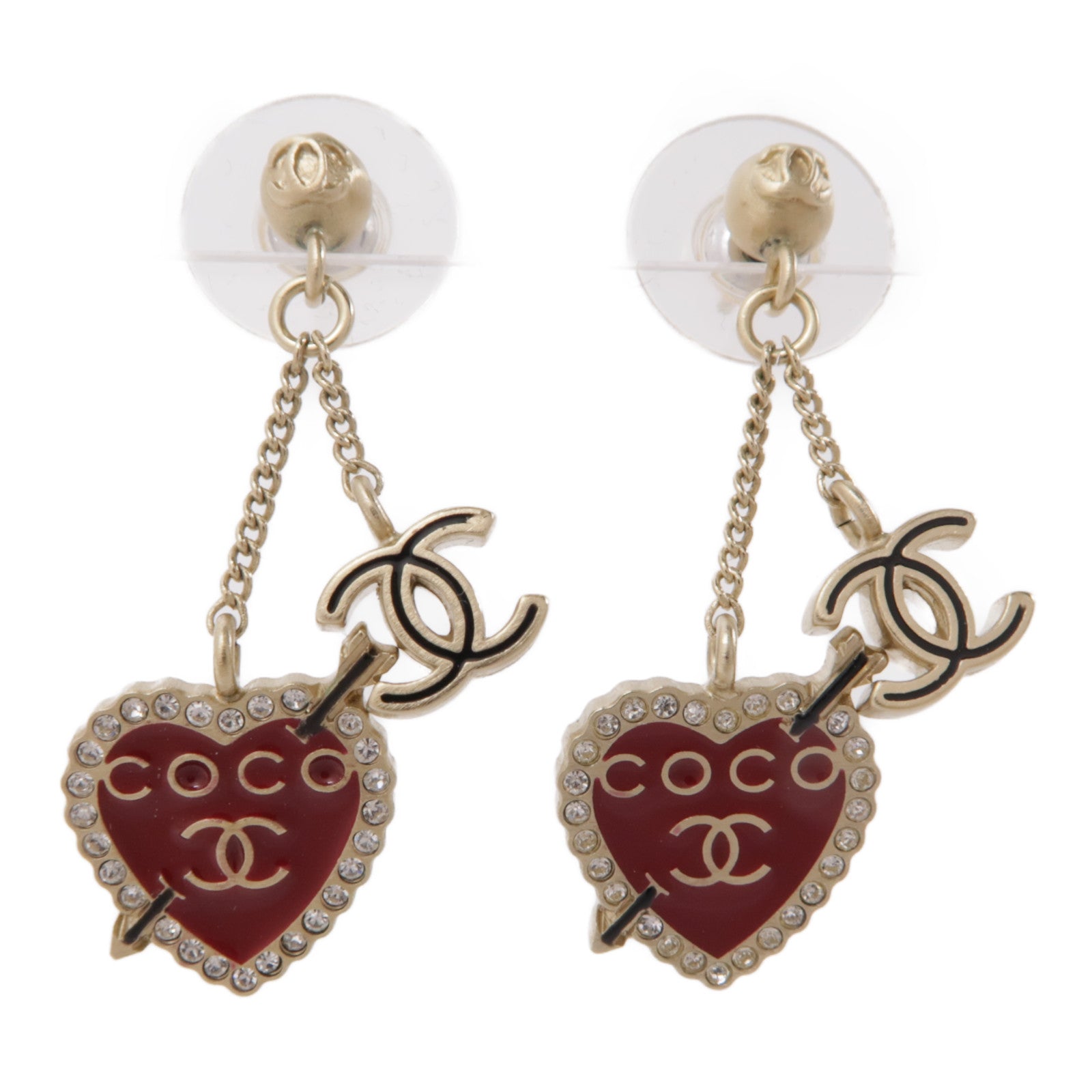 CHANEL 金屬Earrings耳環金色/紅色