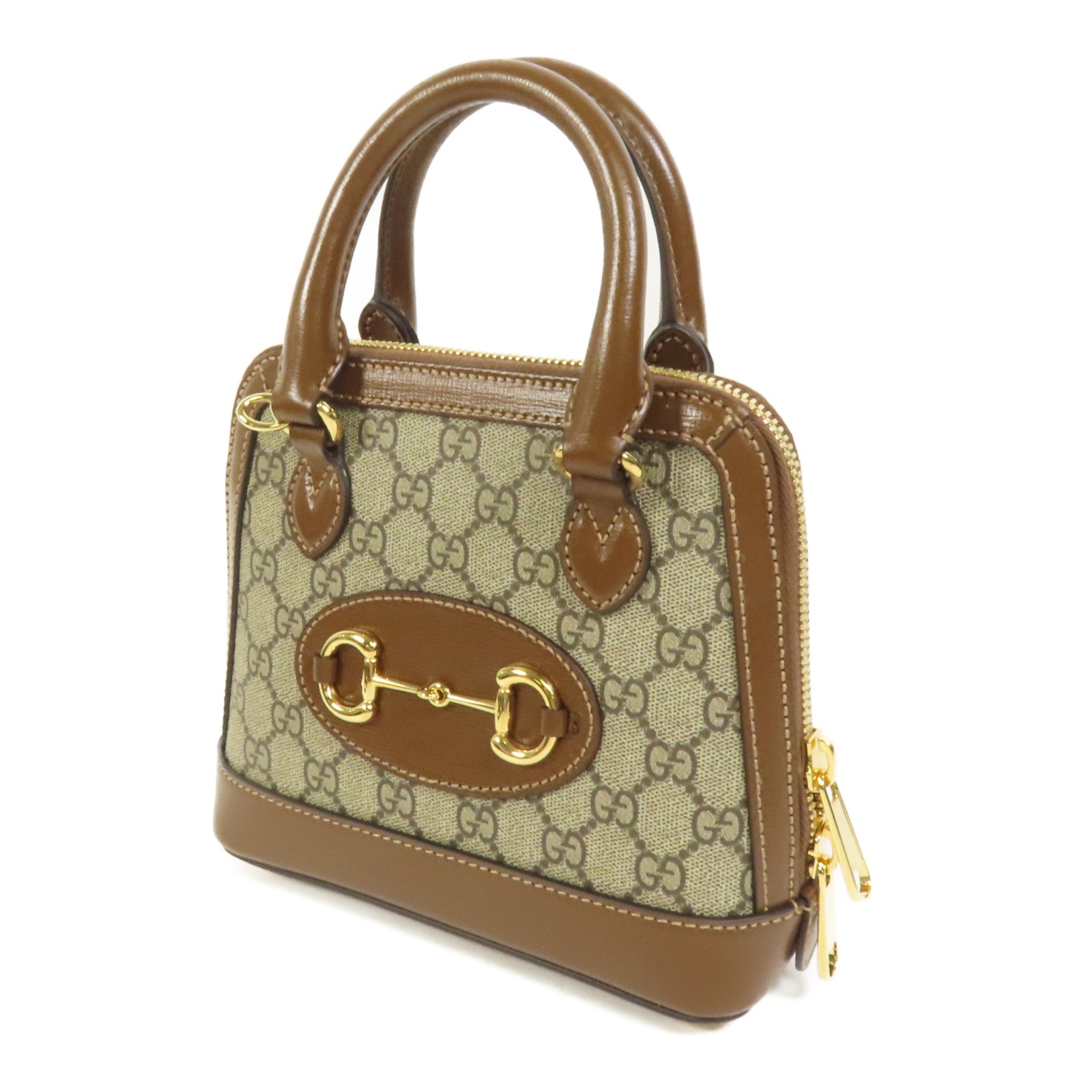 GUCCI 塗層帆布Horsebit 1955 Top Handle金扣手挽肩背兩用袋