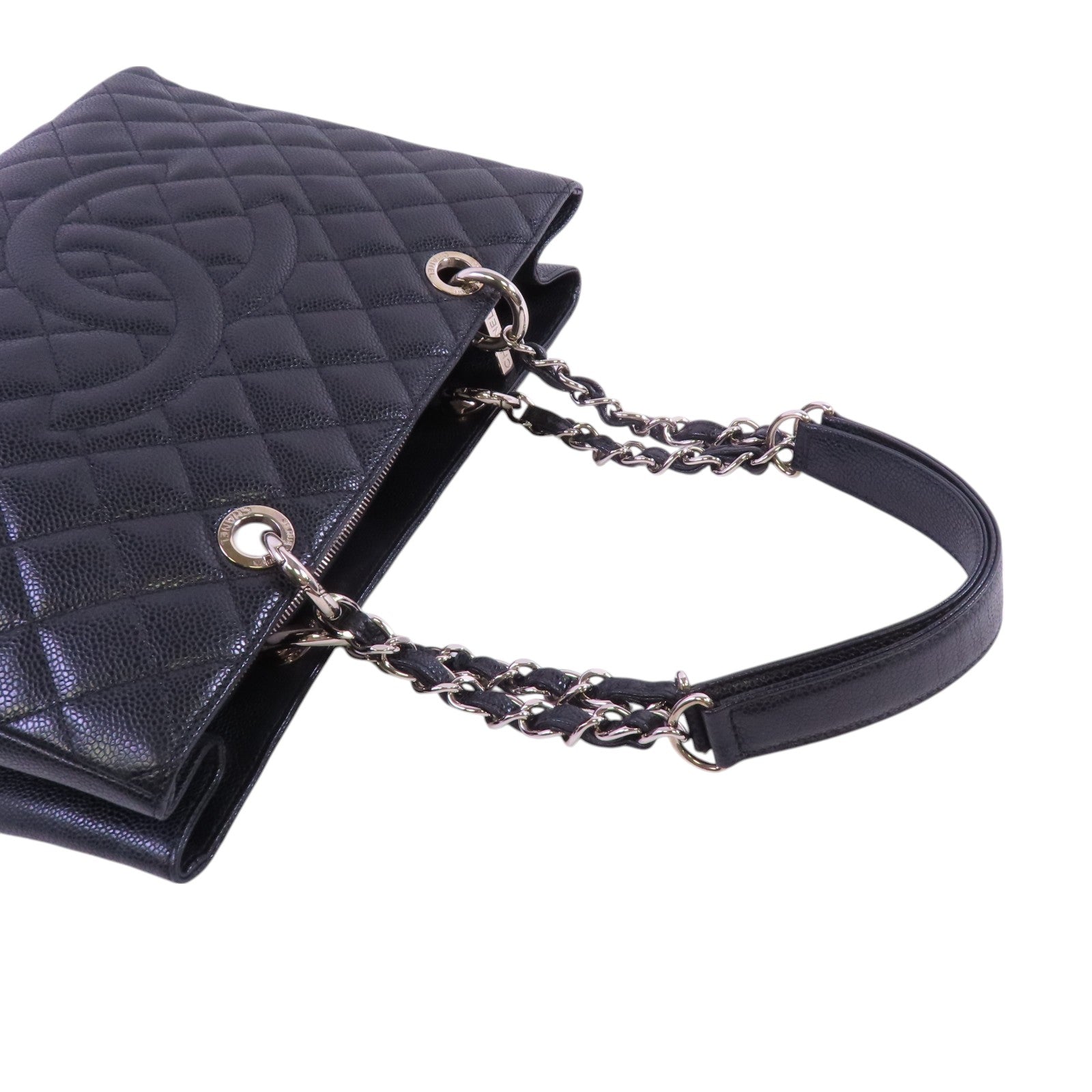 CHANEL 牛皮皮革GST銀扣鏈帶肩背袋