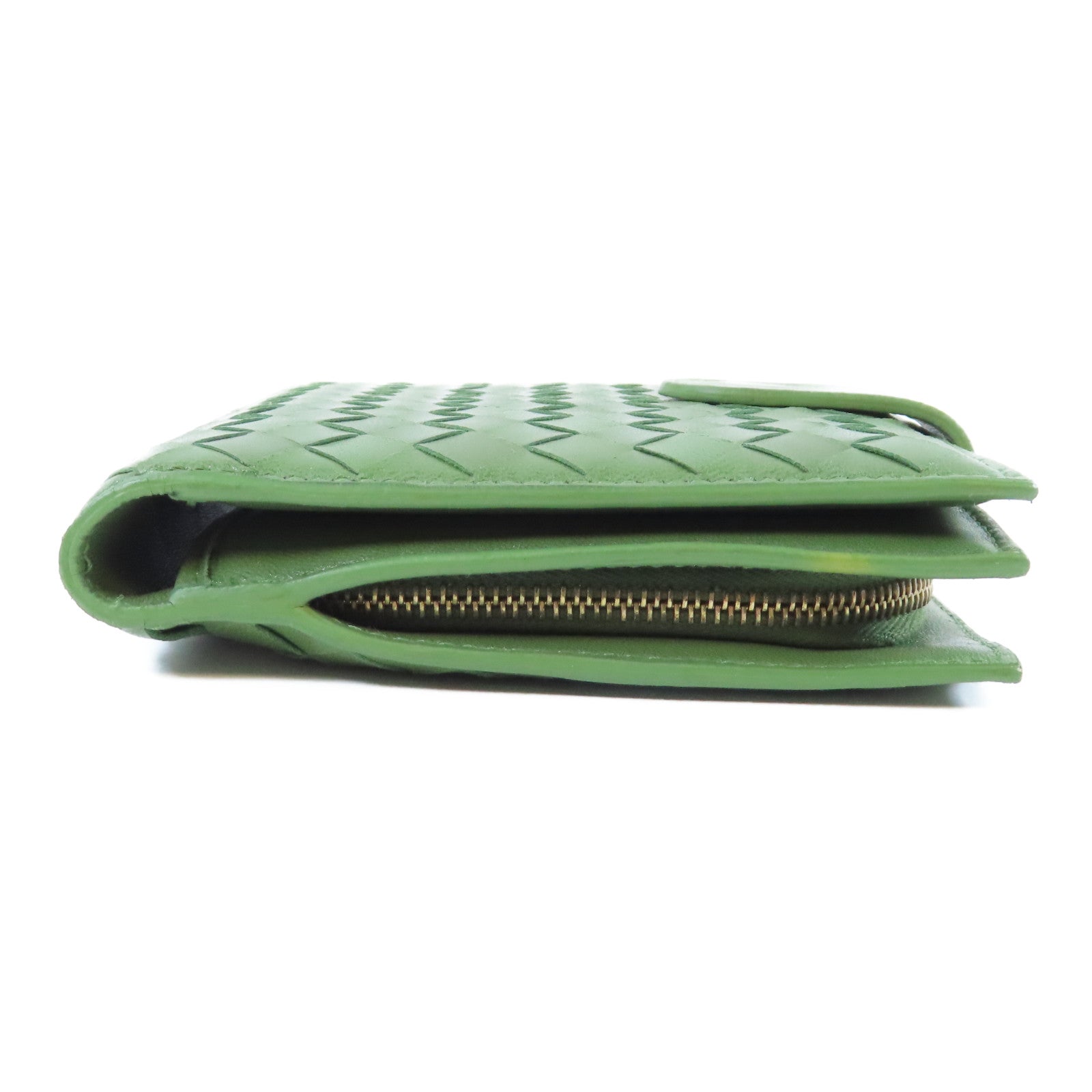BOTTEGA VENETA 織紋皮革Wallet金扣錢包綠色