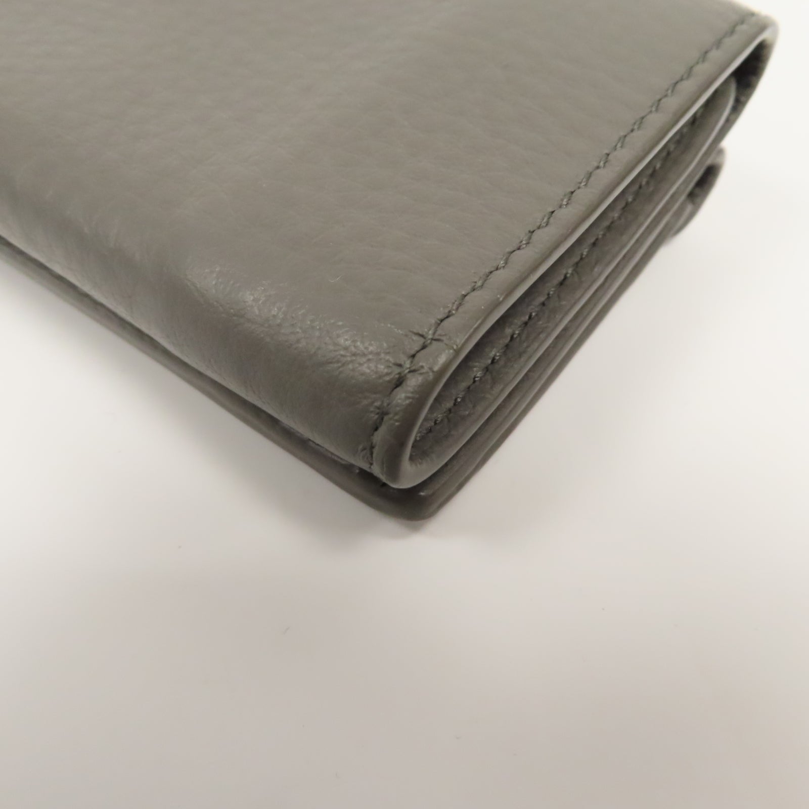 BALENCIAGA 牛皮皮革Wallet銀扣錢包灰色