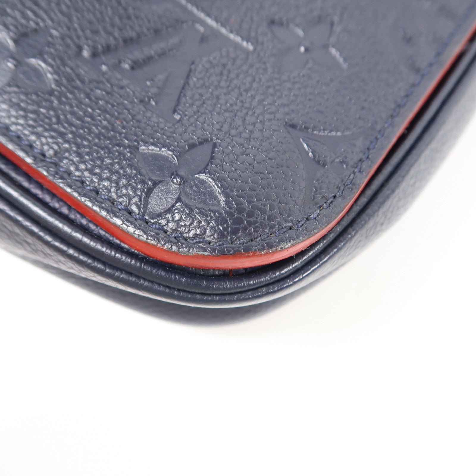 LOUIS VUITTON Monogram Empreinte Pochette Metis金扣手挽肩背兩用袋深藍色
