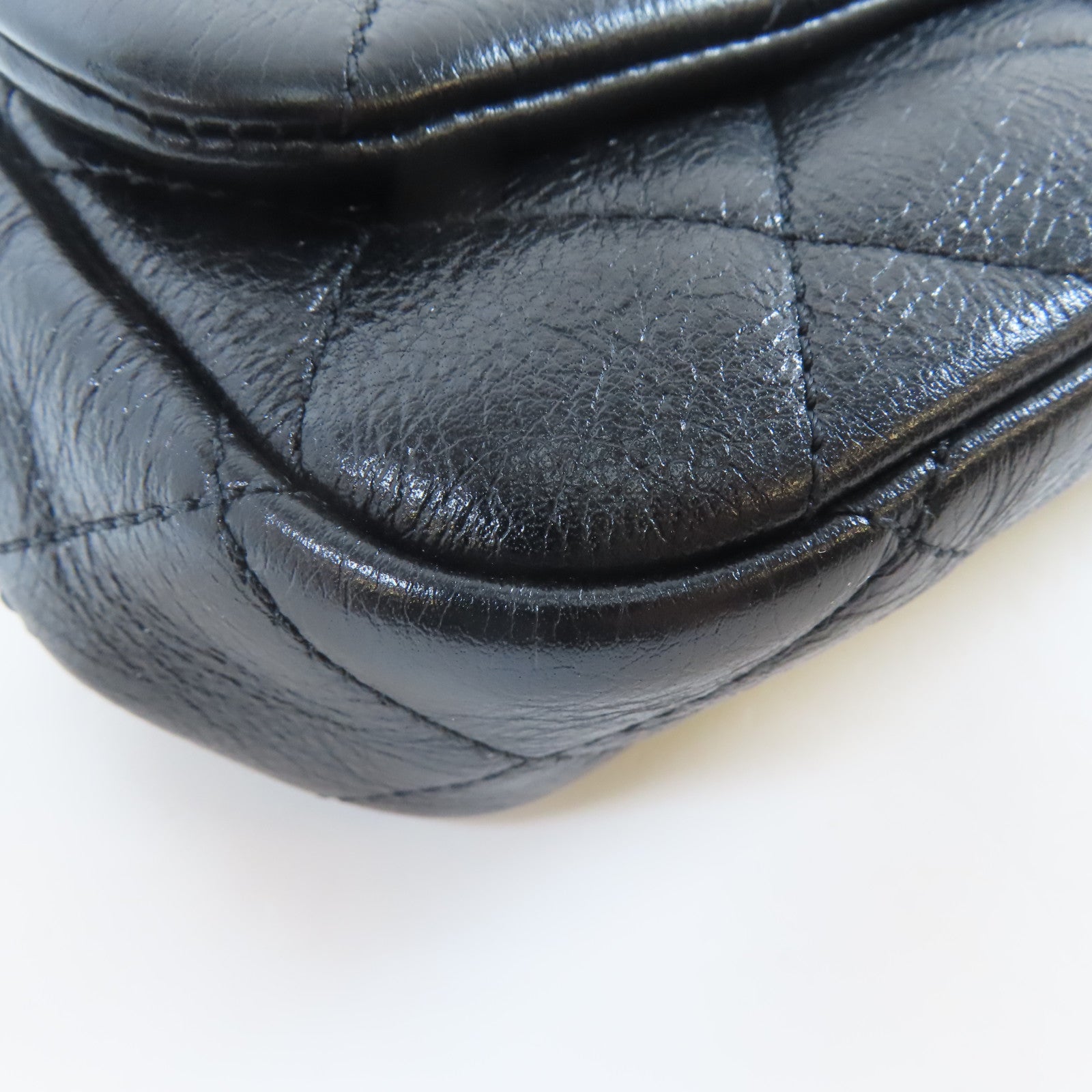 CHANEL 【激減優惠】菱格牛皮皮革Mini Flap Pearl金扣鏈帶肩背袋黑色