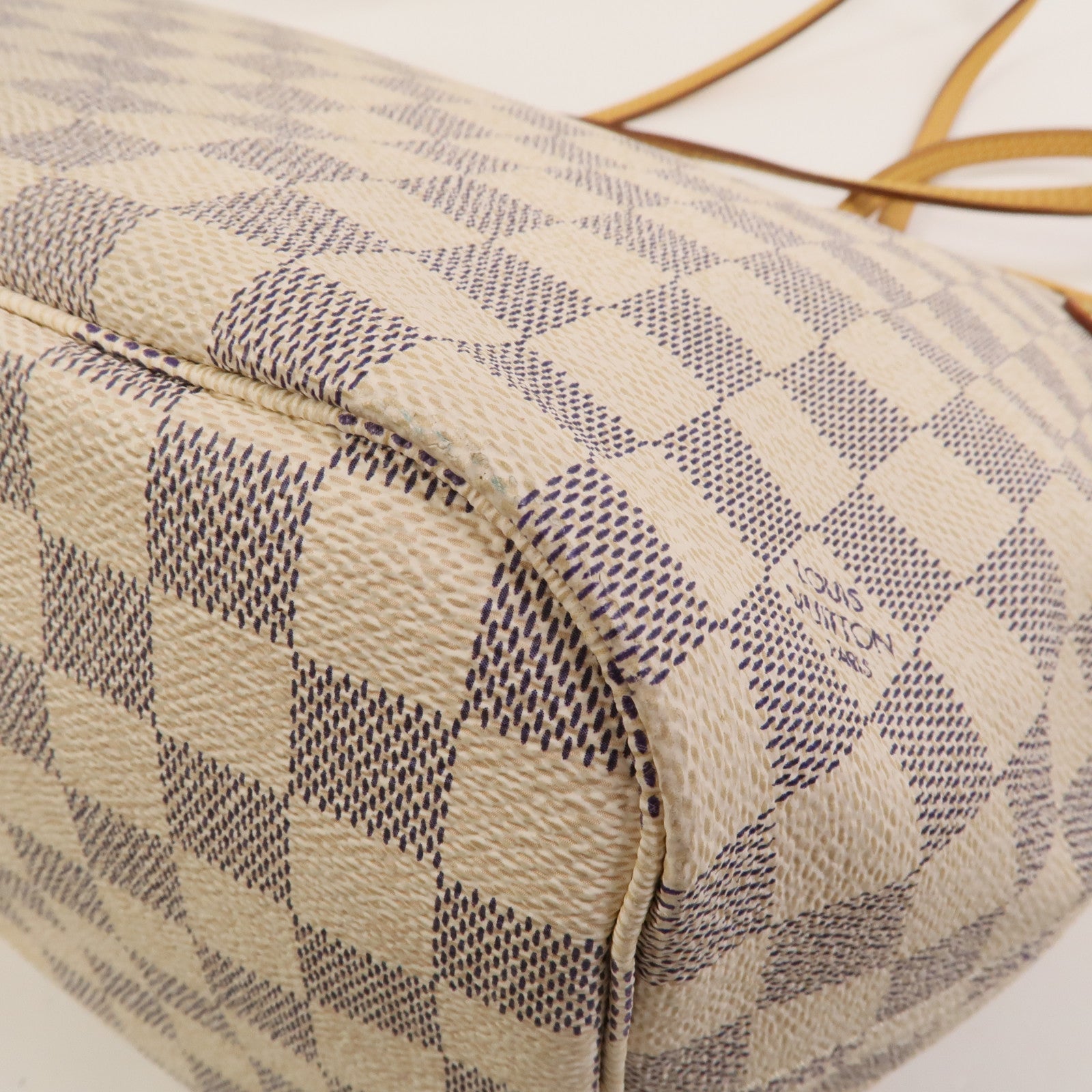 LOUIS VUITTON Damier Azur Neverfull MM金扣手挽袋
