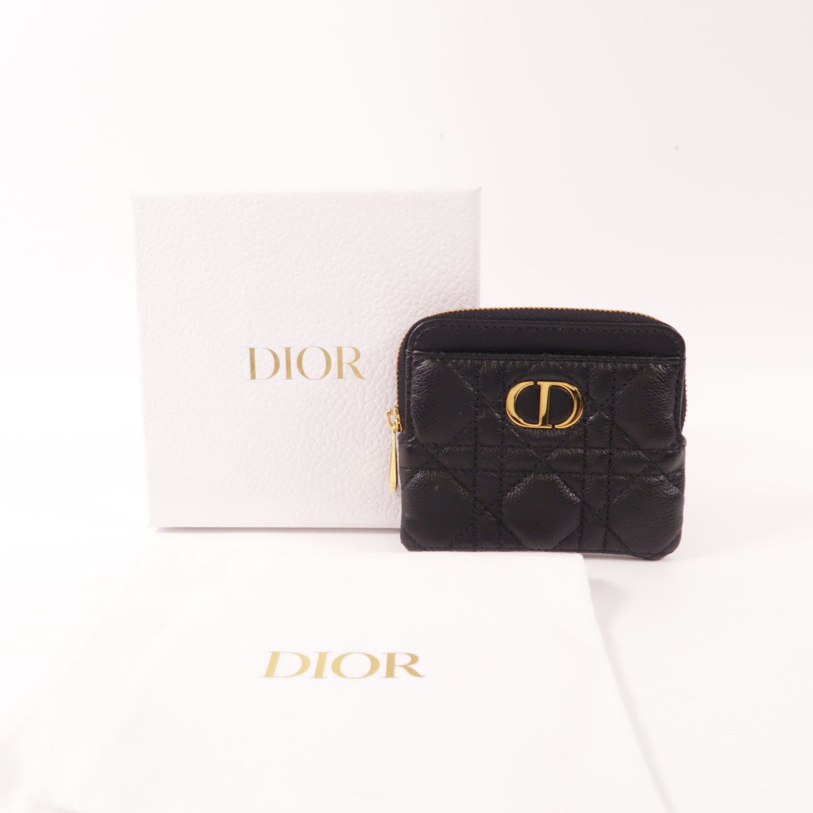 Dior 羊皮皮革Caro Lavender金扣零錢包