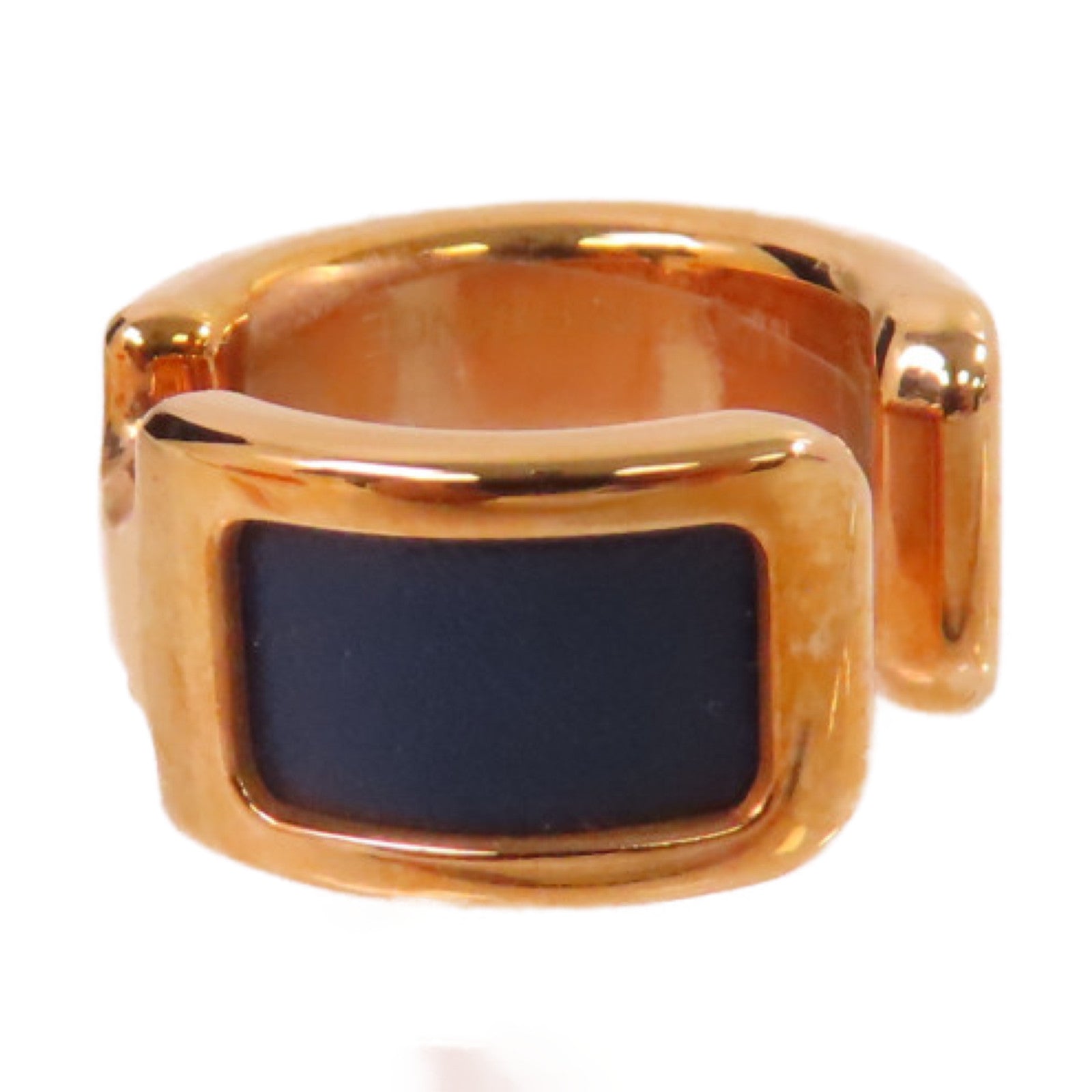 HERMES 金屬/牛皮皮革Olympe Olympe Ear Cuff耳夾2Z Bleu Nuit/午夜藍色