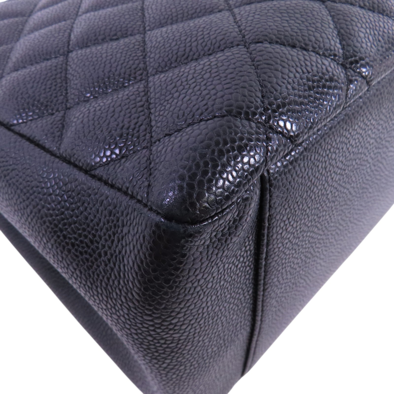 CHANEL 牛皮皮革GST銀扣鏈帶肩背袋