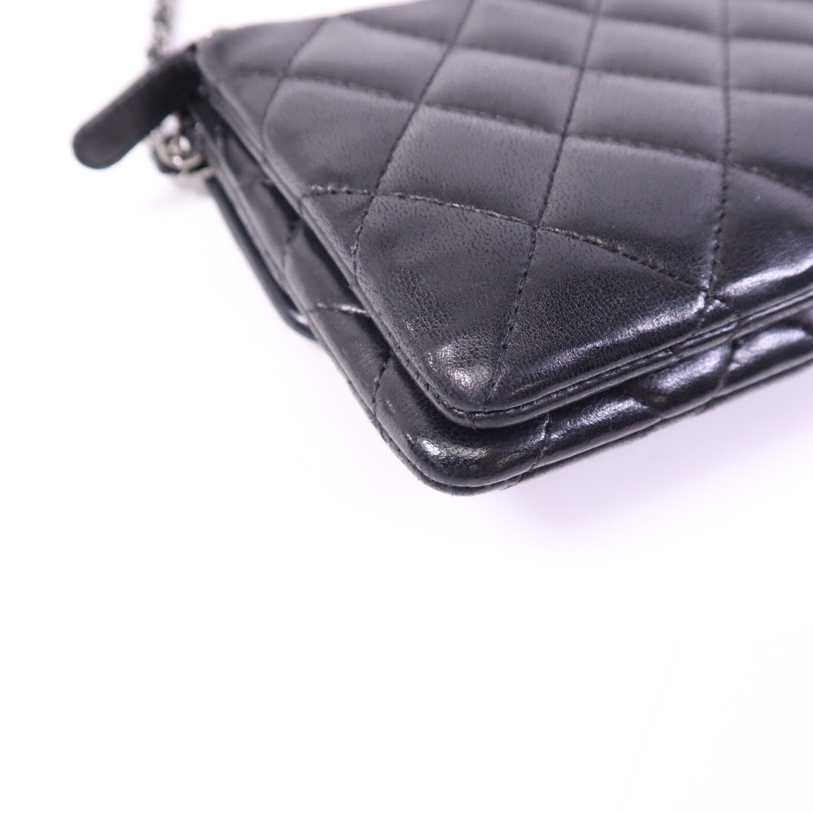 CHANEL 羊皮皮革Chain Shoulder銀扣鏈帶肩背袋