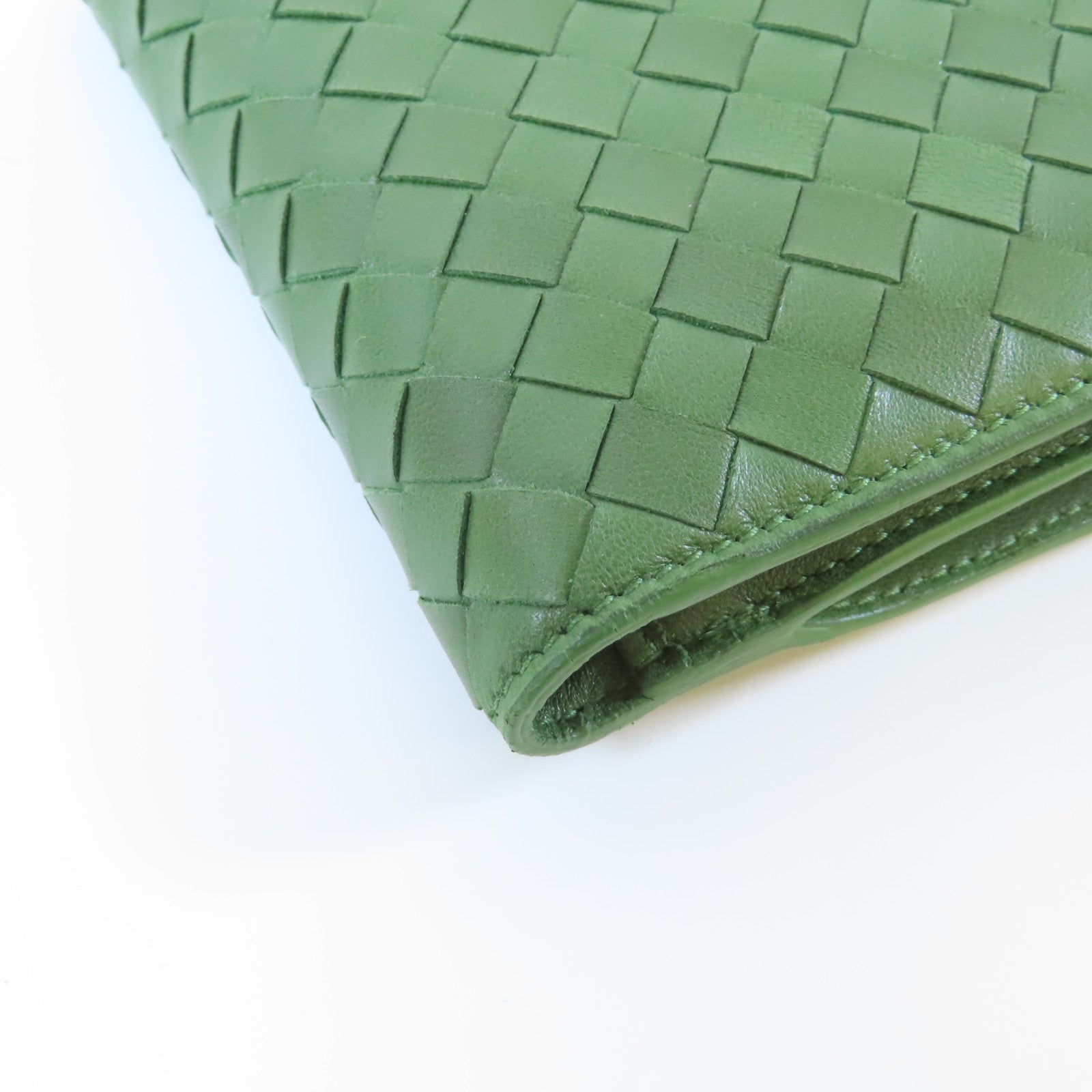 BOTTEGA VENETA 織紋皮革Wallet金扣錢包綠色