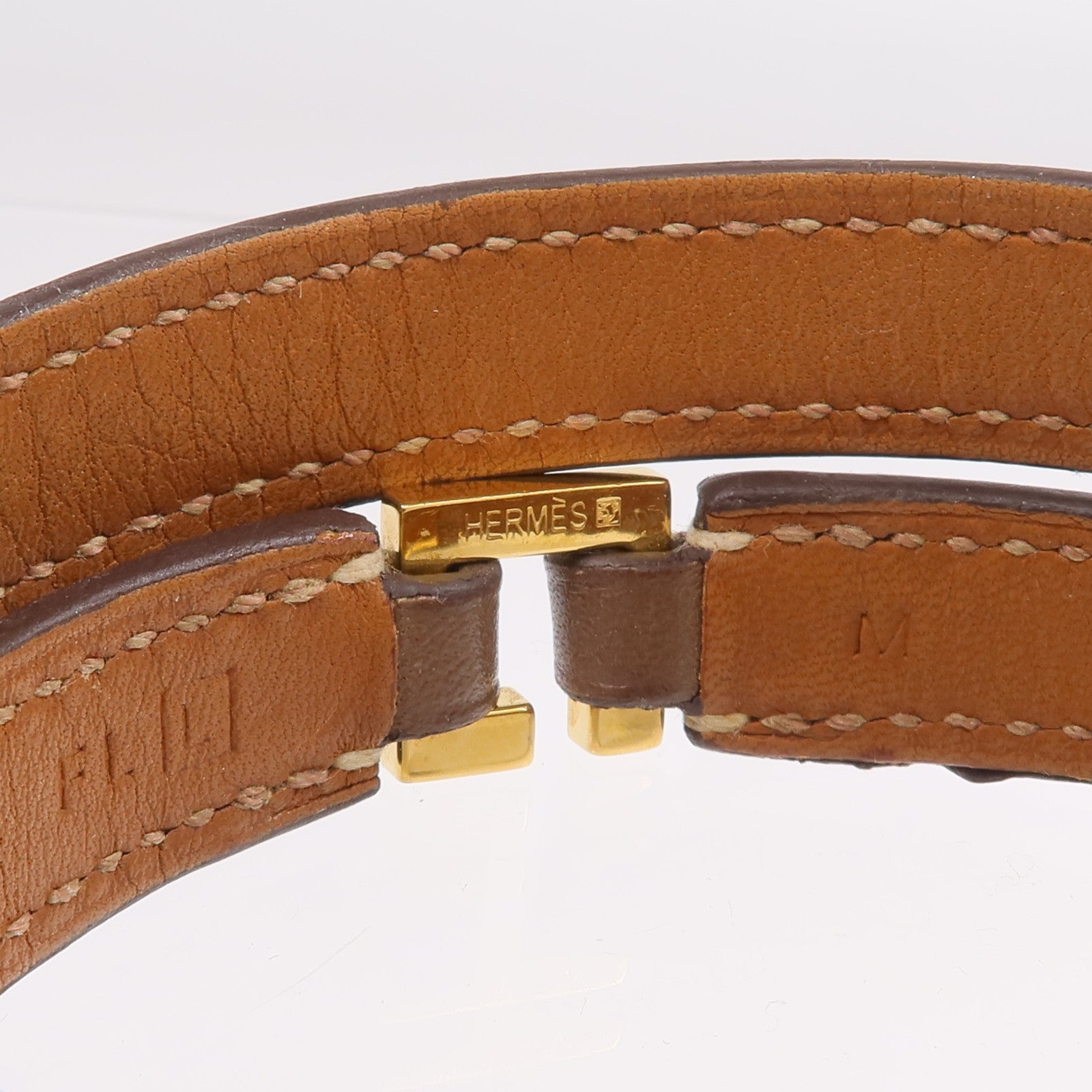 HERMES Swift皮革Rivale Double Tour金扣手鏈Etoupe