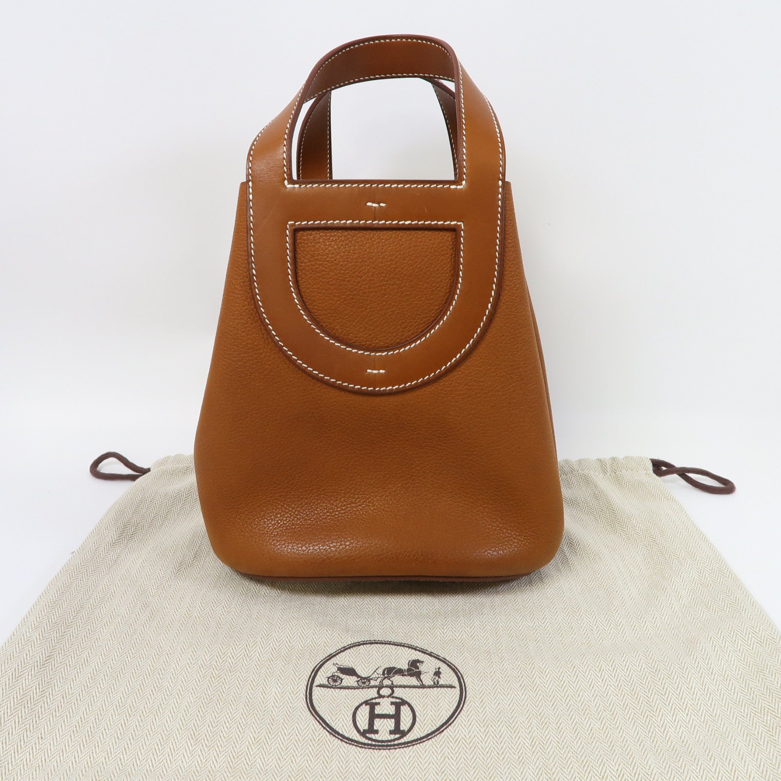 HERMES Barenia皮革In The Loop 18銀扣手挽袋經典駝色