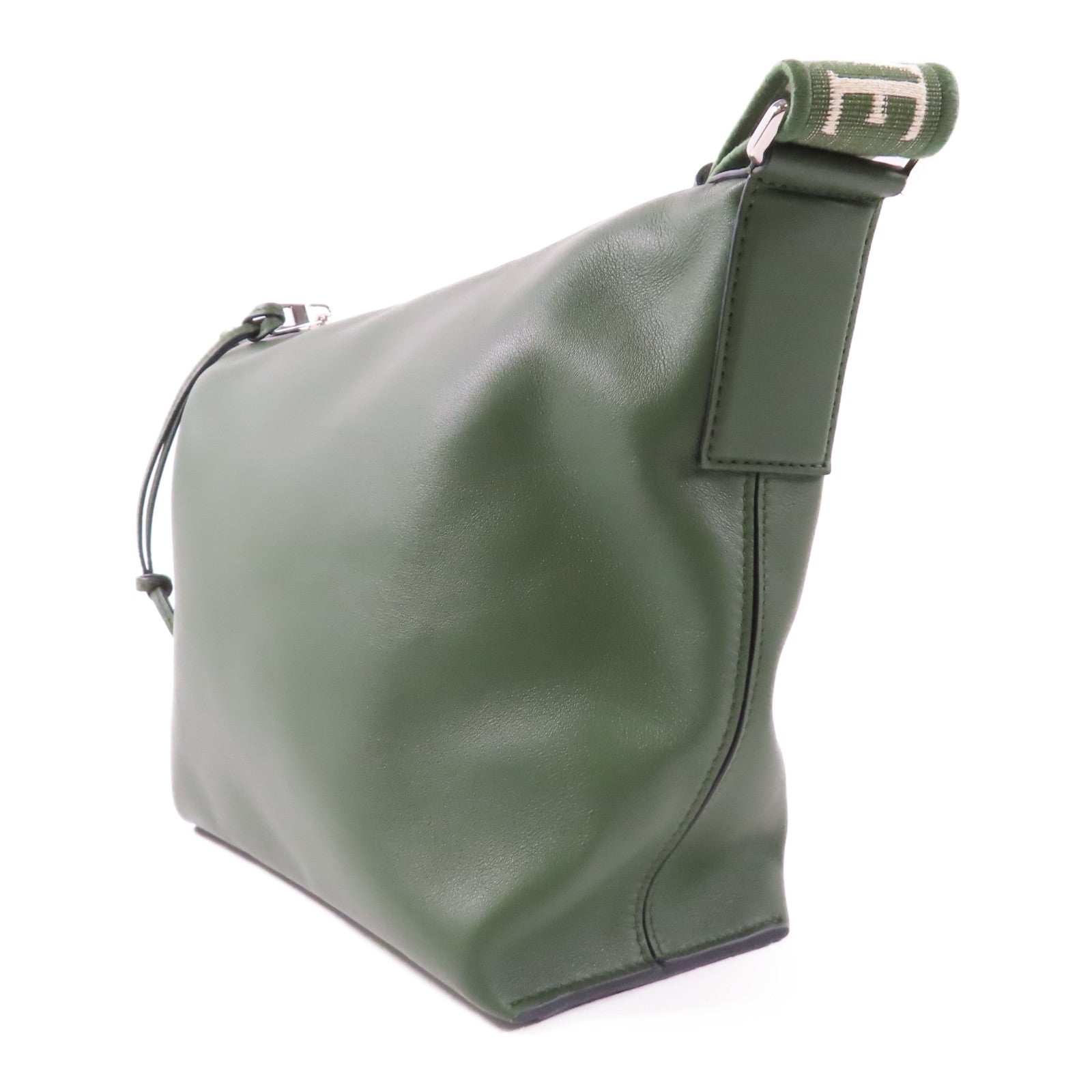 LOEWE 羊皮皮革Shoulder Bag銀扣肩背袋綠色