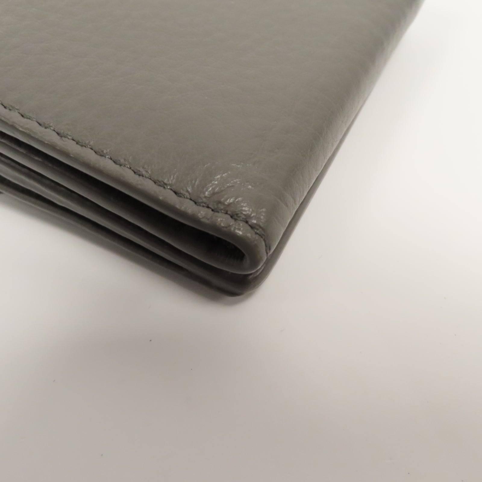 BALENCIAGA 牛皮皮革Wallet銀扣錢包灰色