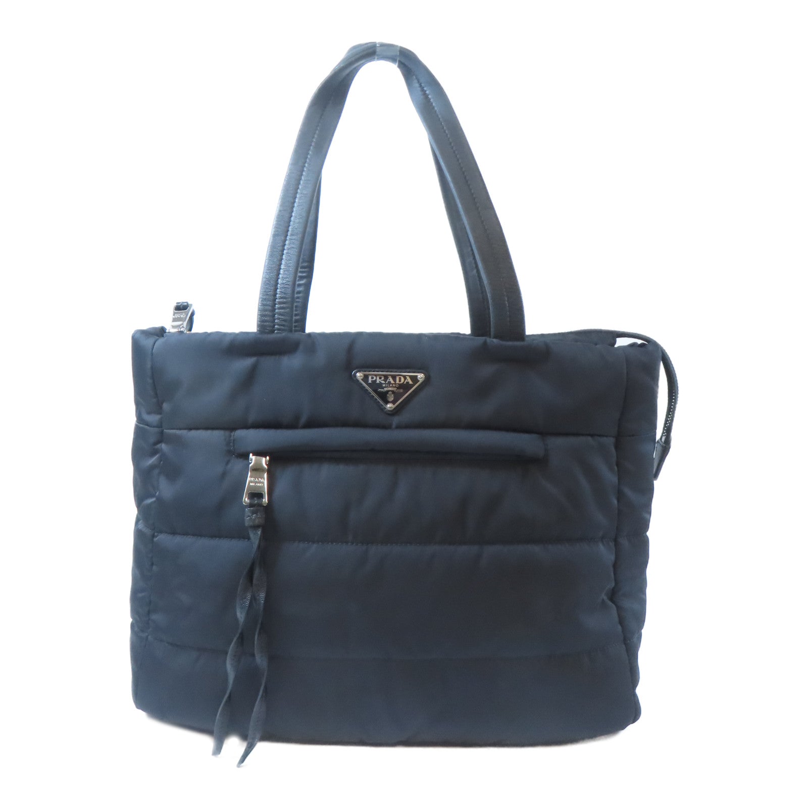 PRADA 【激減優惠】尼龍Tessuto Bomber銀扣手挽袋黑色