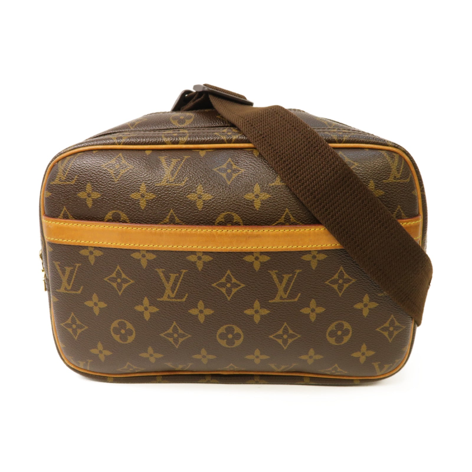 LOUIS VUITTON 【激減優惠】Monogram Reporter PM金扣肩背袋棕色