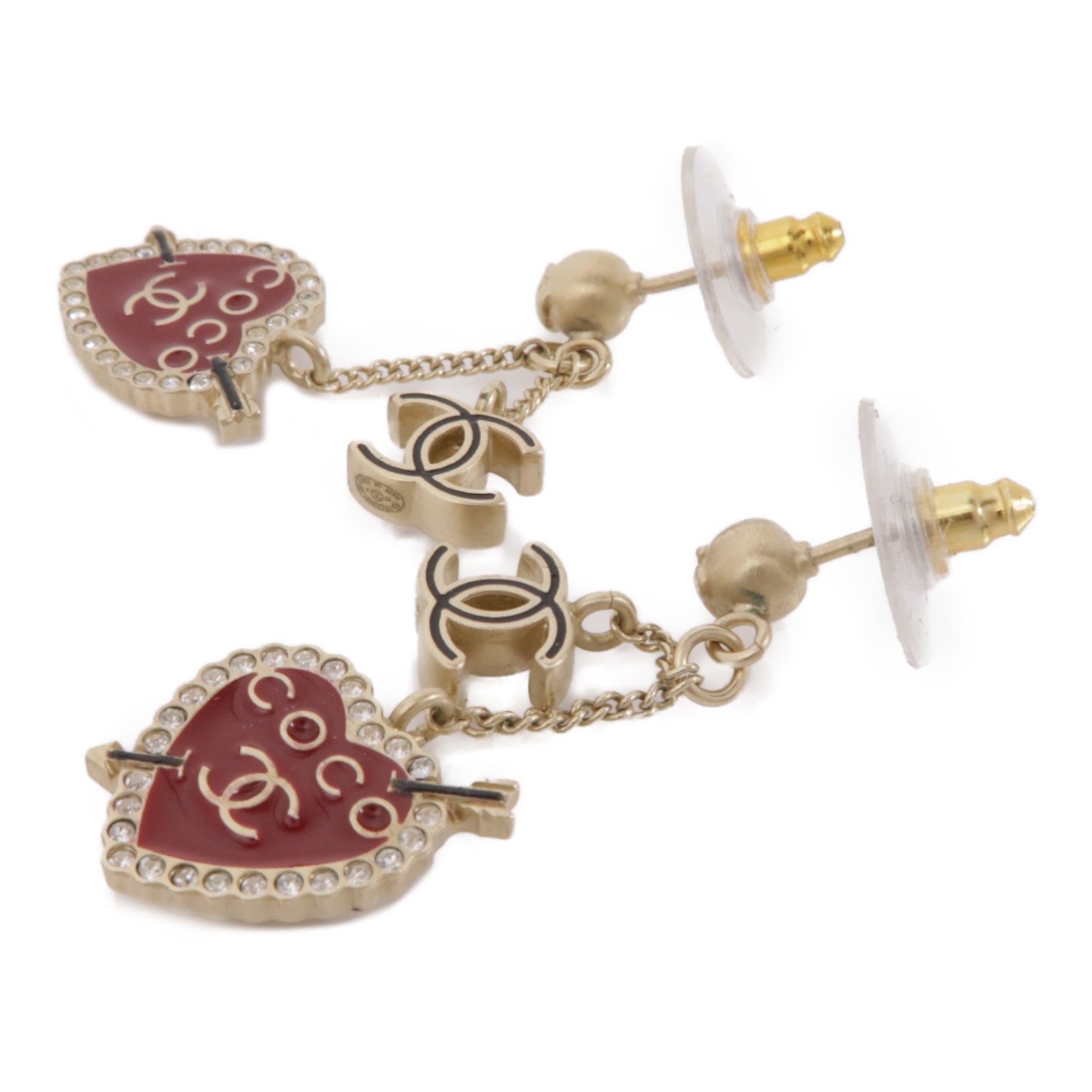 CHANEL 金屬Earrings耳環金色/紅色