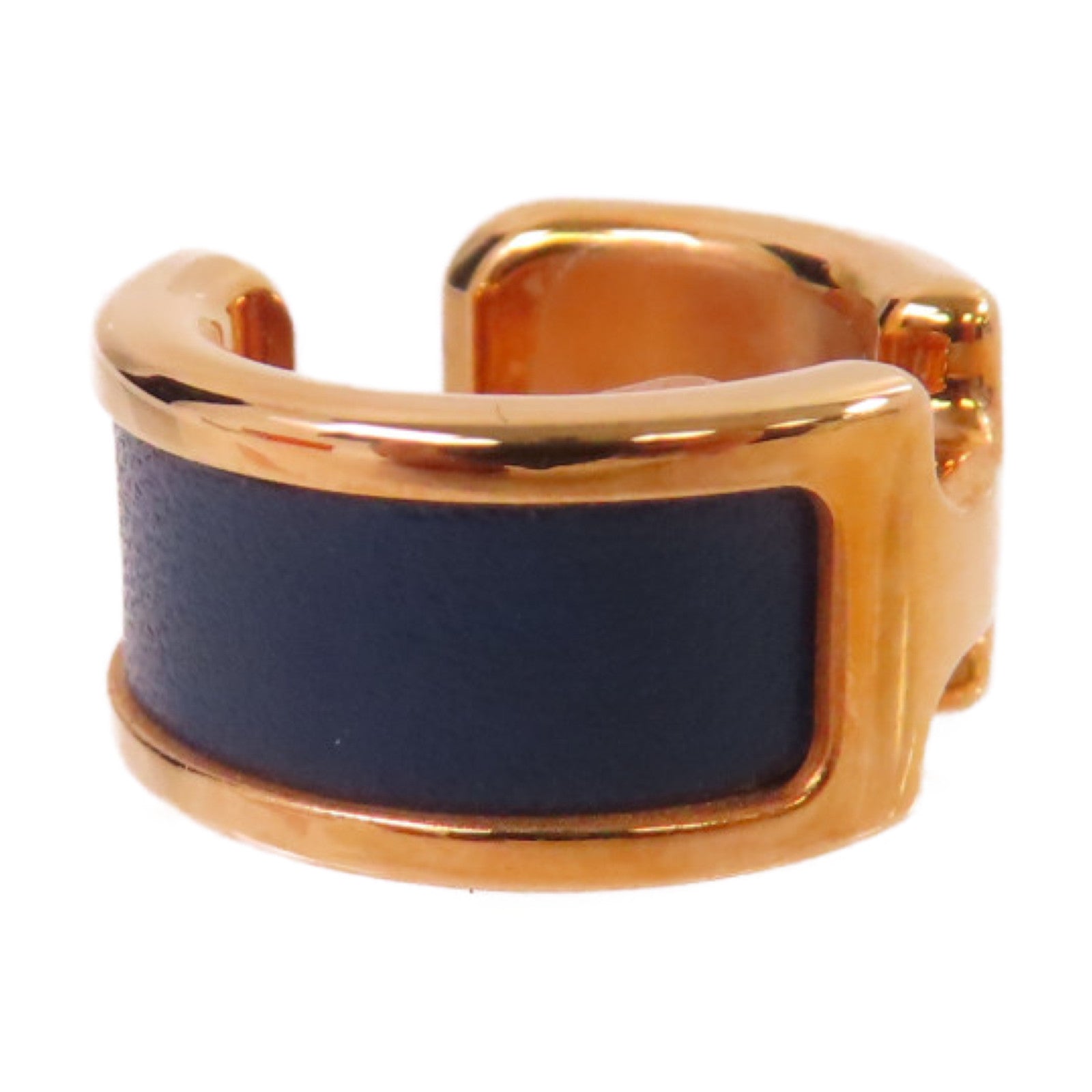 HERMES 金屬/牛皮皮革Olympe Olympe Ear Cuff耳夾2Z Bleu Nuit/午夜藍色
