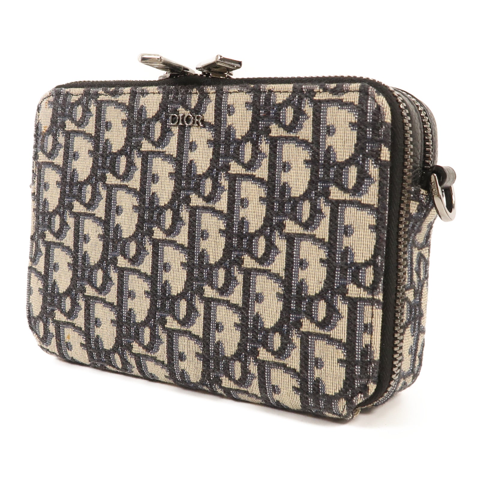 Dior 帆布Zipped Pouch With Strap銀扣肩背袋